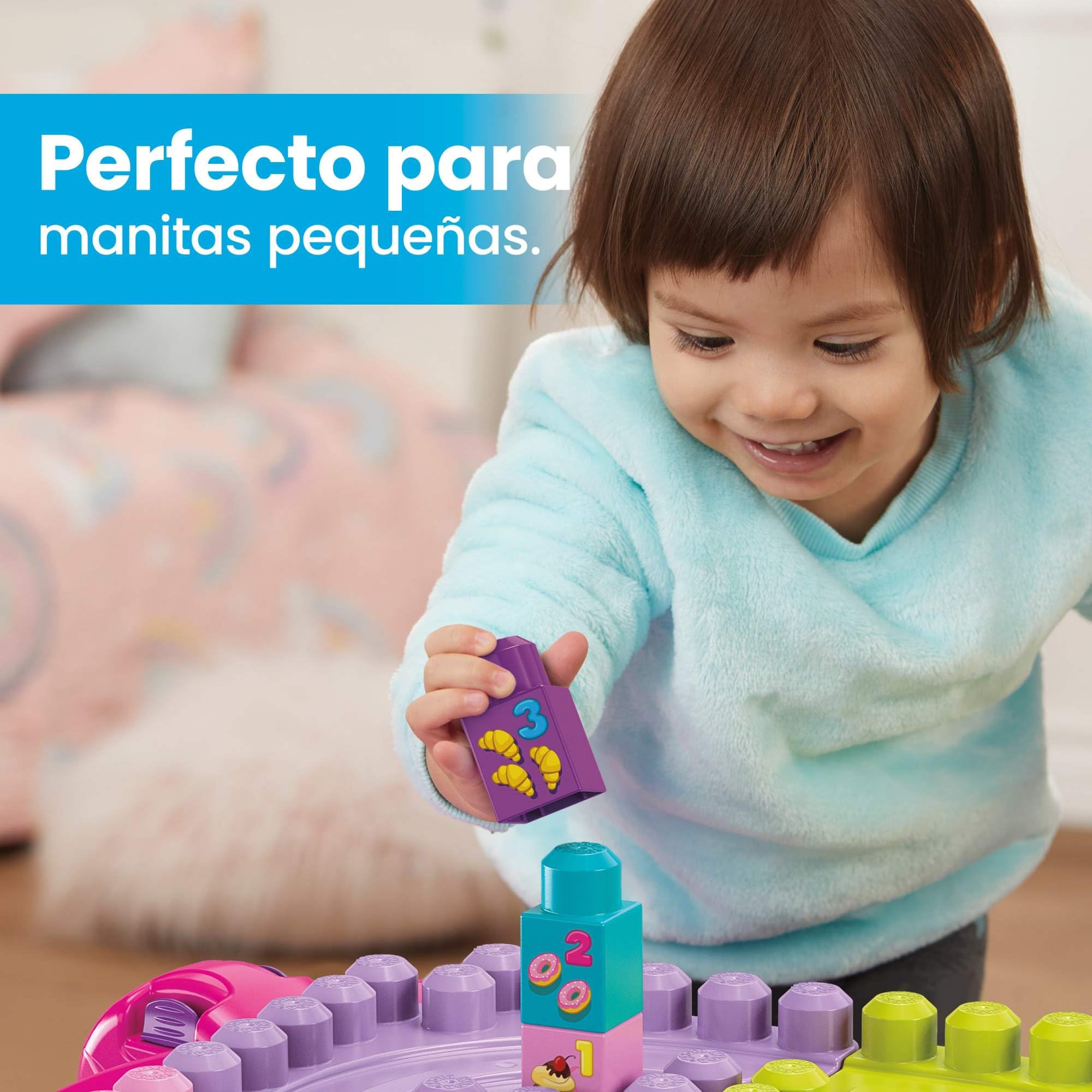 Mega Bloks mesa construye y aprende color rosa bloques de construcción de juguete para bebé +1 año (Mattel FFG22)