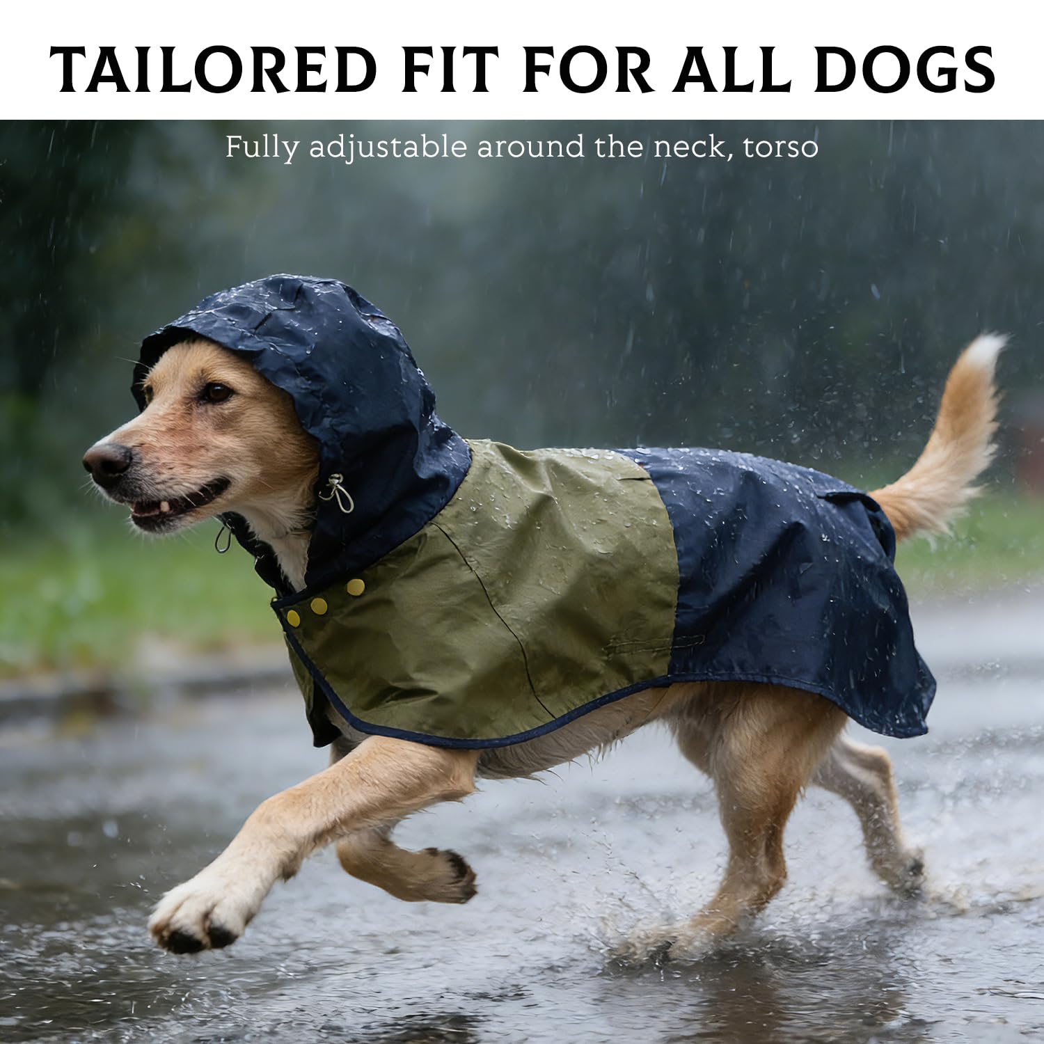 Manteau de Pluie pour Chien, Imperméable avec Capuche Réglable et Pattes Élastiques - Veste Respirante pour Chien de Petite, Moyenne ou Grande Taille, Taille S
