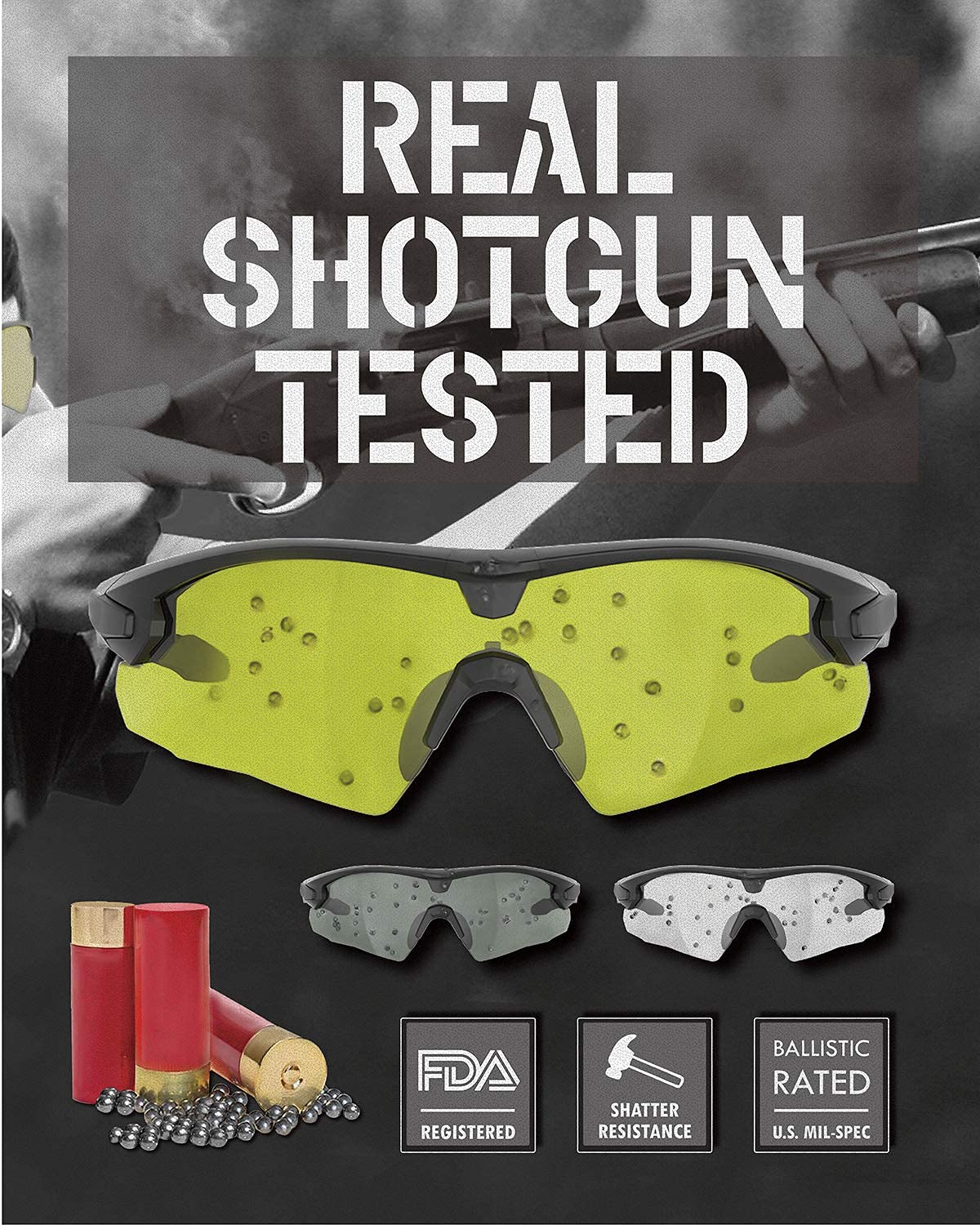 HTS HUNTERSKY Gafas de seguridad de tiro para hombre, airsoft, caza, equitación, antivaho, grado militar, balístico, táctico, gama Pro