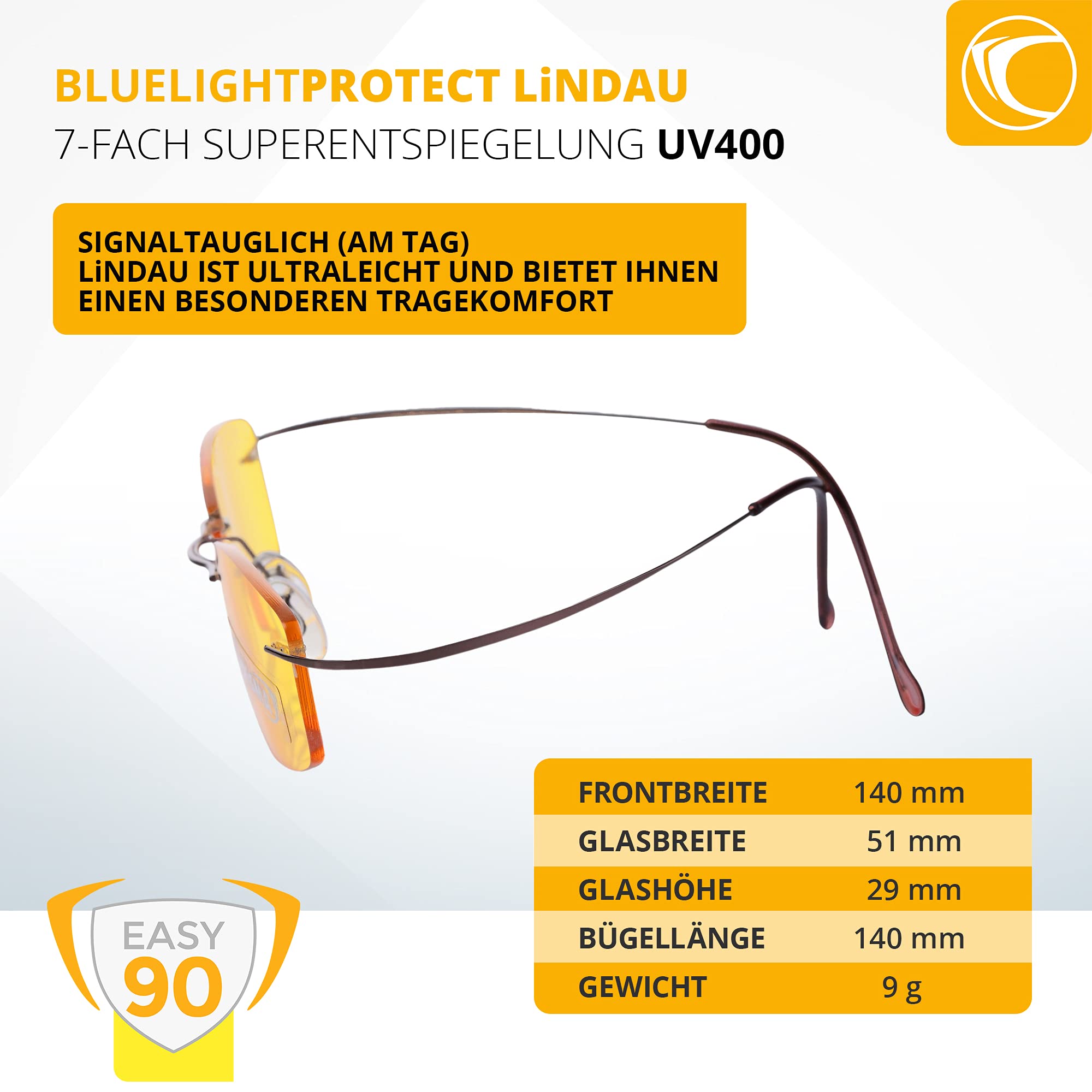 PRiSMA LiNDAU EASY90 Occhiali Filtro Luce Blu per Computer Gaming, Occhiali Schermo con Filtro Luce Blu, Occhiali da Giocatore Antiaffaticamento L702