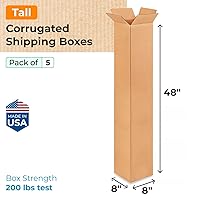 Vista 2 de IDL Packaging Paquete de 5 cajas de envío altas de 8 x 8 x 48 pulgadas, extra resistentes de 200 libras frente a caja regular, cajas de mudanza