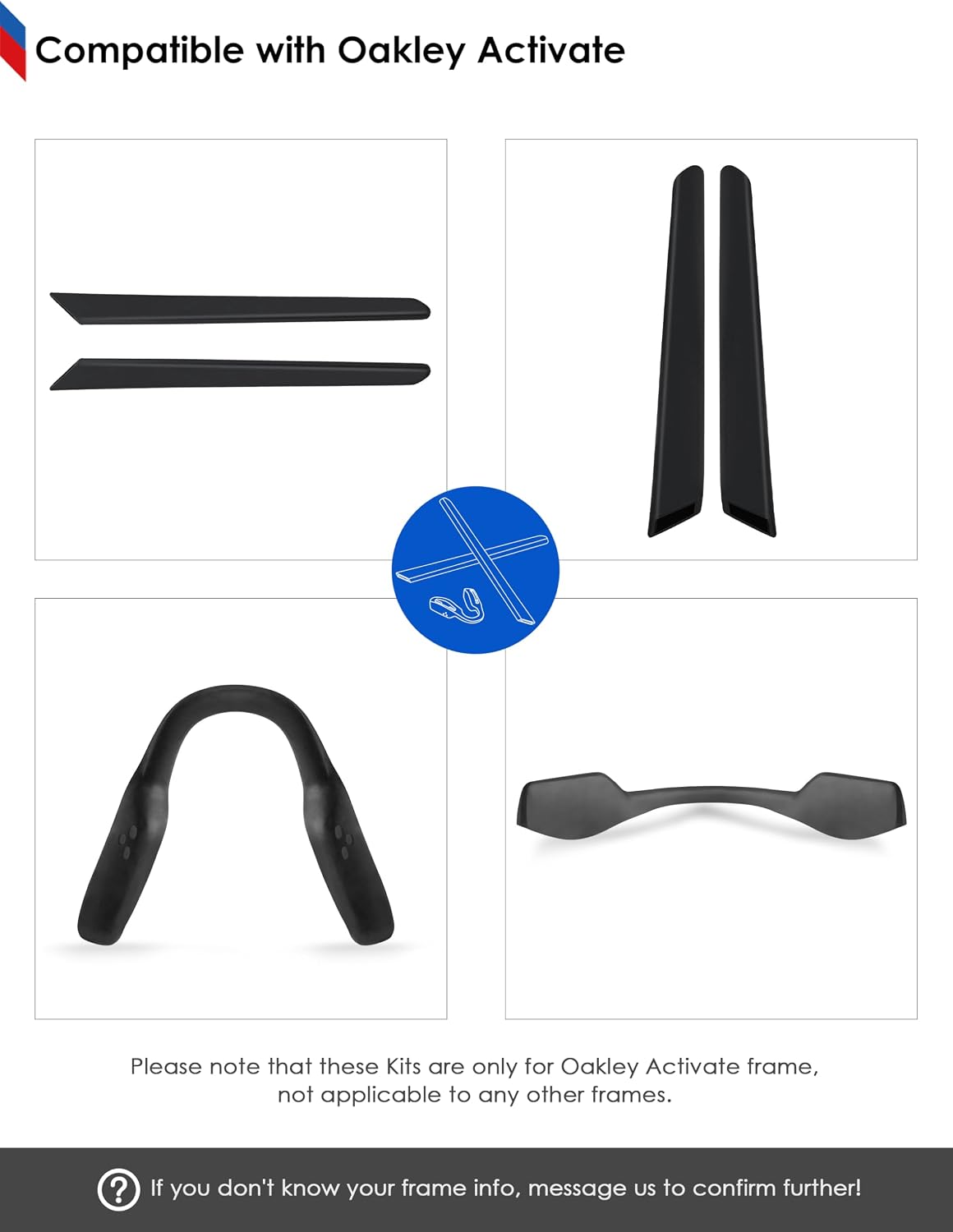 BLAZERBUCK Sock Kits Earsocks & Nosepieces for Oakley Activate OX8173/Activate Asian Fit OX8169F Eyeglasses