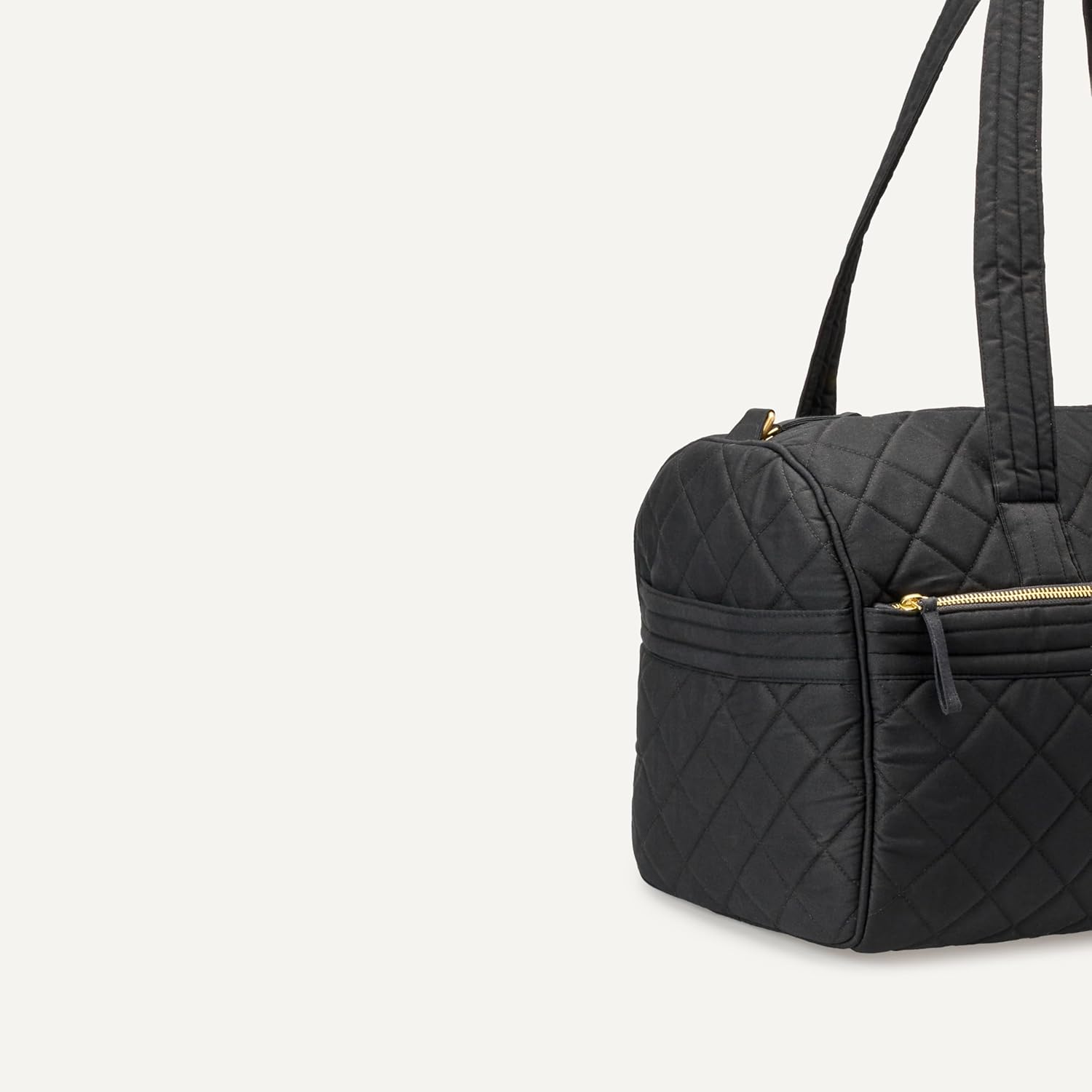 Amazon Essentials Women's Quilted Weekender Duffel Gym Bag with Trolley Sleeve, Black, One Size