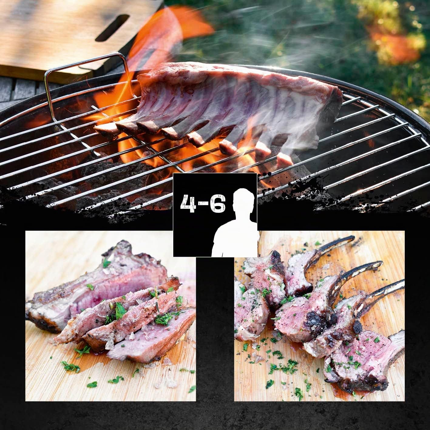 LANDMANN Kleiner Holzkohle-Kugelgrill | Grillfläche ca. Ø 41 cm | ca. 15 cm hoher Garraum | Grillhöhe ca. 62 cm | Verchromter Grillrost mit Griffen | 3 Stativbeine