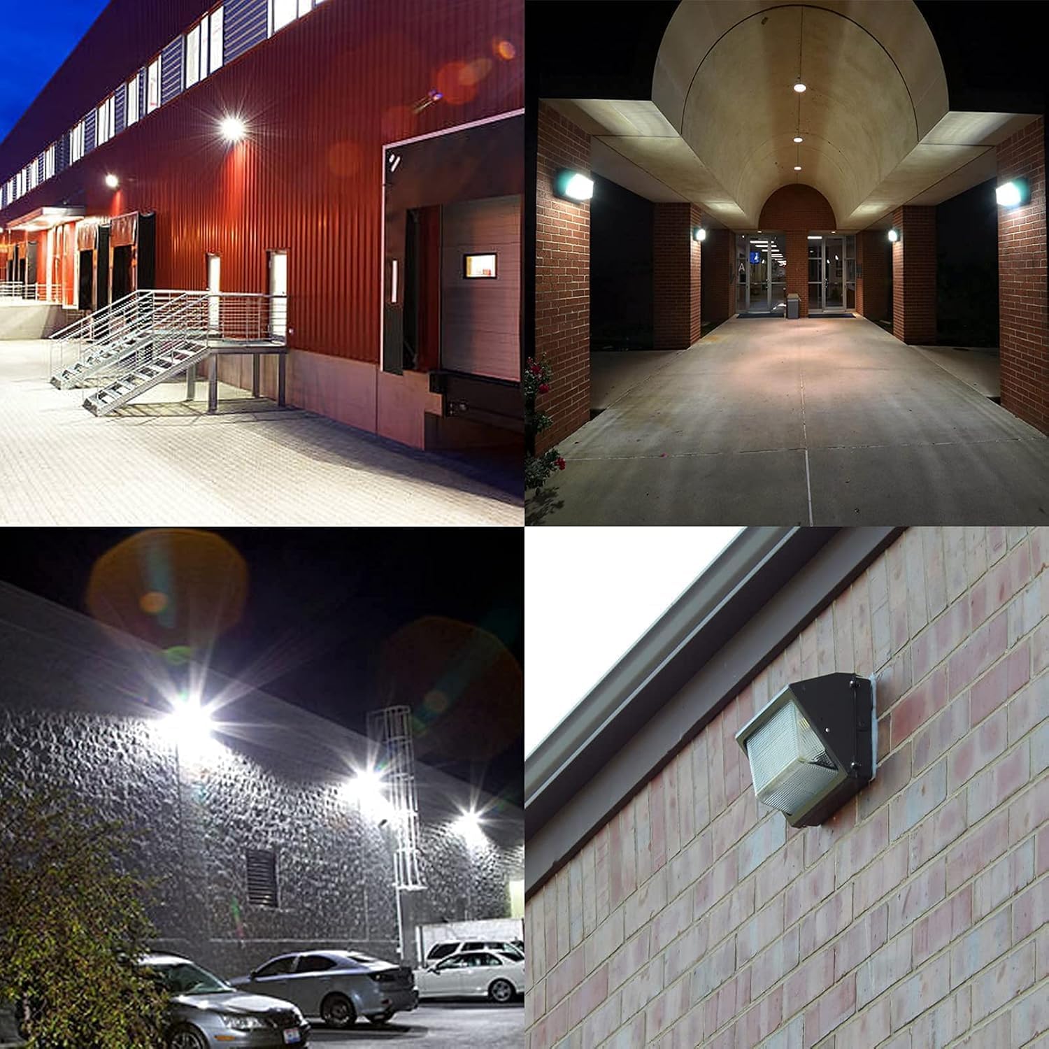 80W LED Wall Pack Light 4 Pack with Dusk to Dawn Photocell, 10500LM 5000K Wall Packs, AC100-277V Input,500W HPS/HID Equivalent, Waterproof Commercial Security Lighting for Warehouses, Yard,ETL Listed