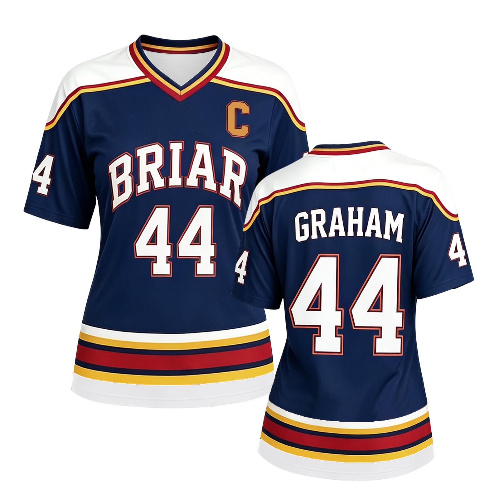 Off Campus Merch Briar University Merch Graham 44 Logan 22 Tucker 46 Di Laurentis 66 Hockey Jersey Womens Off Campus Shirt V Neck Short Sleeve Jersey Shirts for Fans 02-Navy 3XL