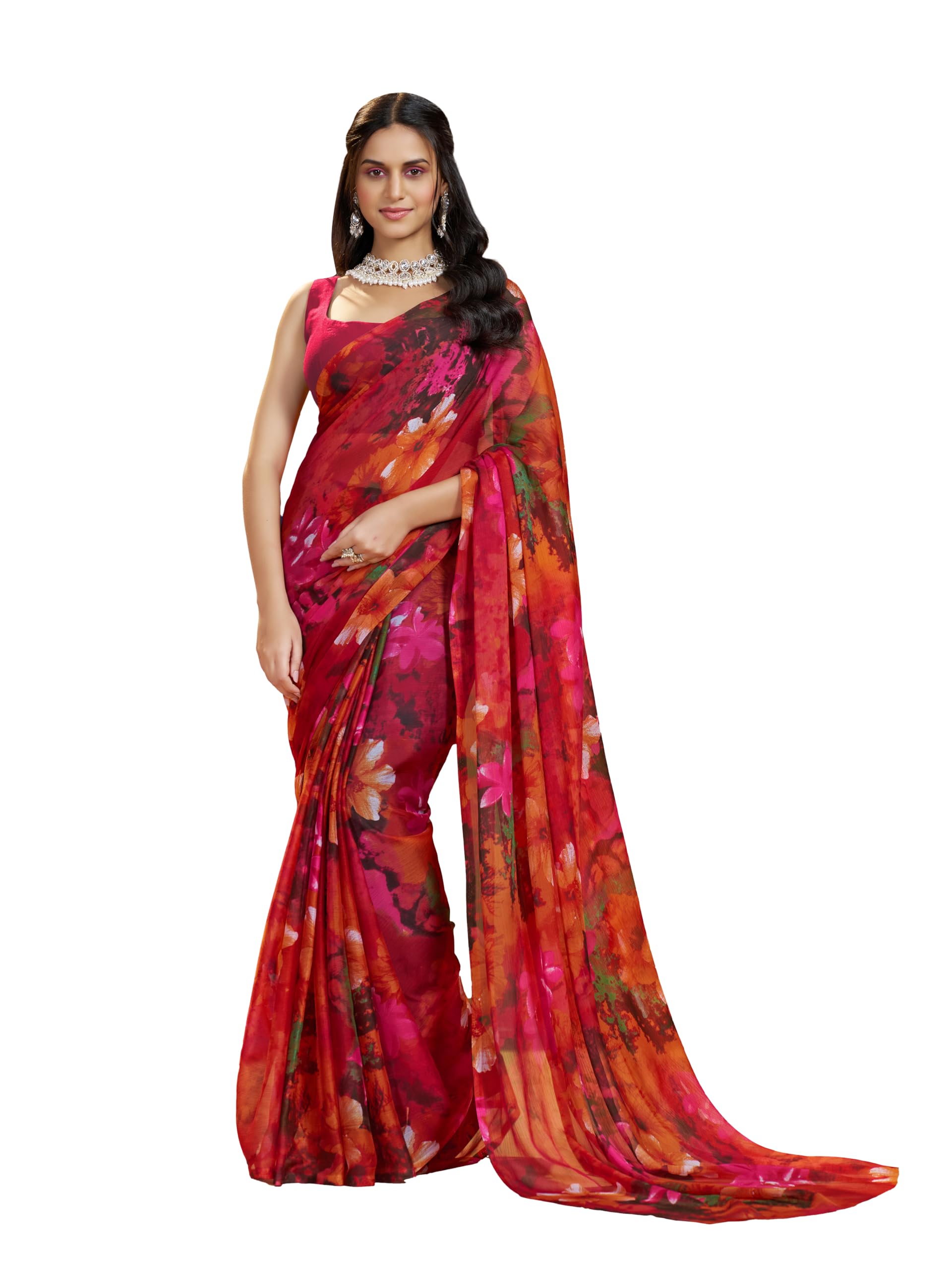 garden vareli Nara Chiffon Floral Print Saree-picture-23