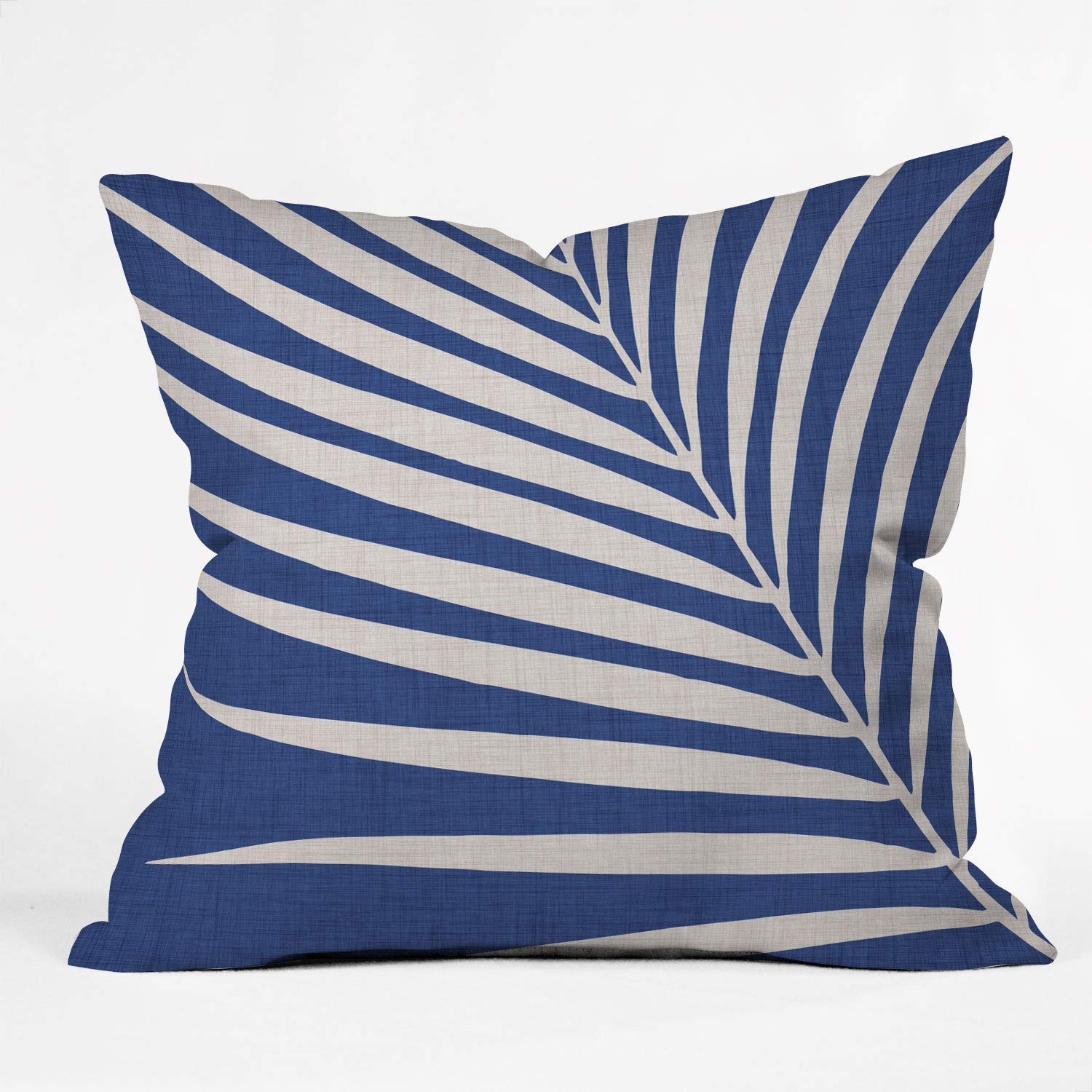 Society6 Modern Tropical Vintage Indigo Palm Throw Pillow, 18"x18", Blue