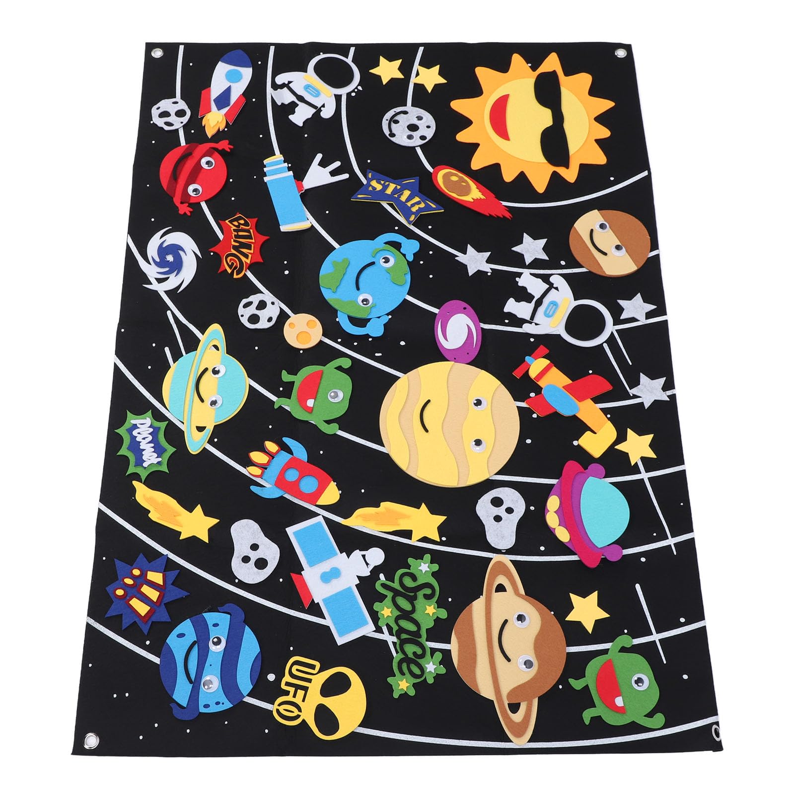 Solar System Planets Felt Board, 45pcs Storytelling DIY Decorative Outer Space Felt Board 3.5in for Home