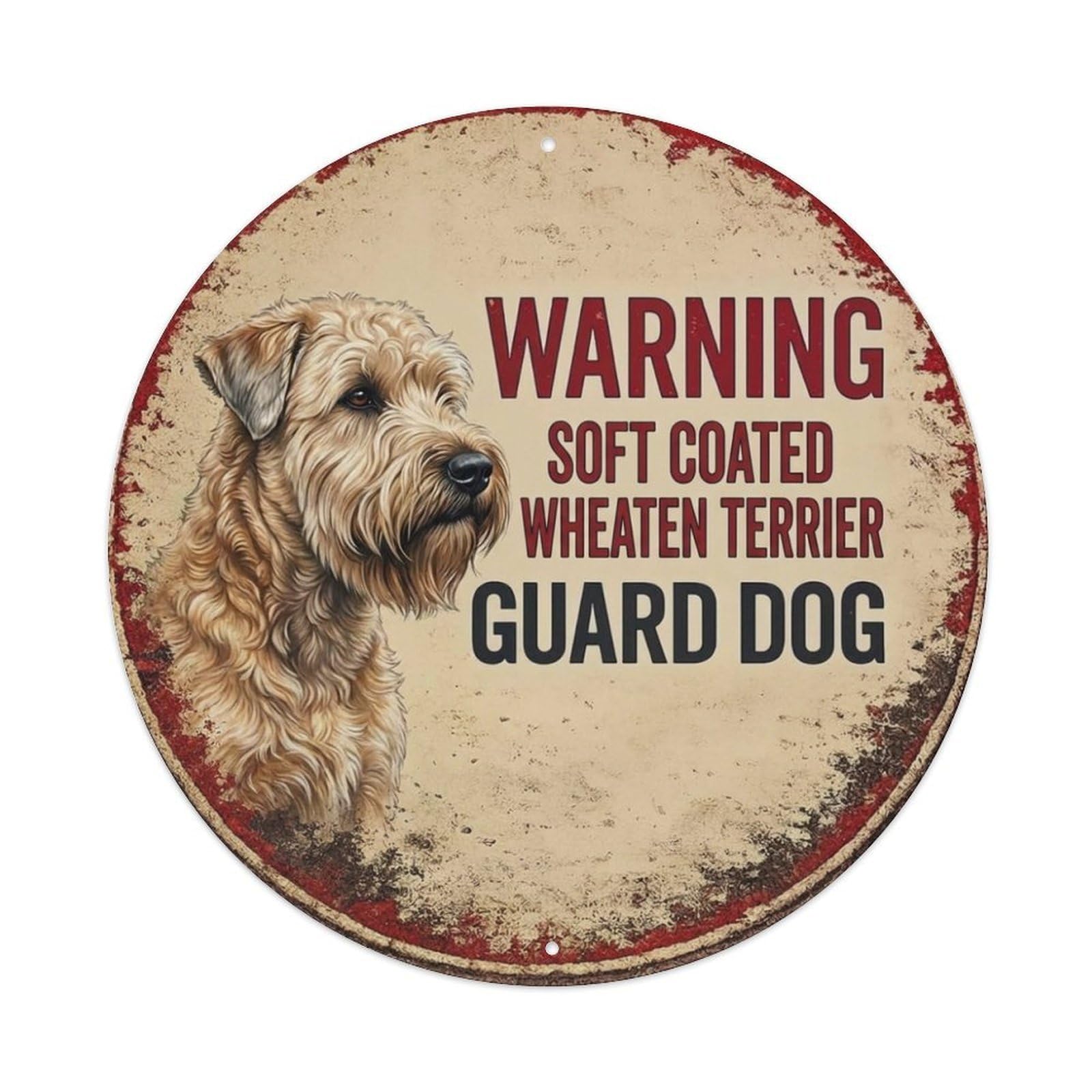 Metal Tin Sign Vintage Warning Soft Coated Wheaten Terrier