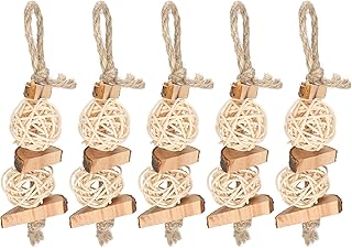 GLOGLOW Small Animal Chew Toys, 5Pcs Hanging Applewood Rattan Ball Molar Teething Toys for Squirrel Rabbits Guinea Pigs Chinchilla HamsterChew Toys