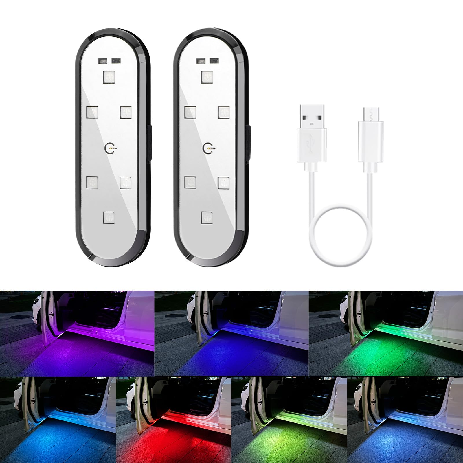 Amazon | MAZERO 車 LED カーテシランプ ドア 警告灯 汎用 7色切替 