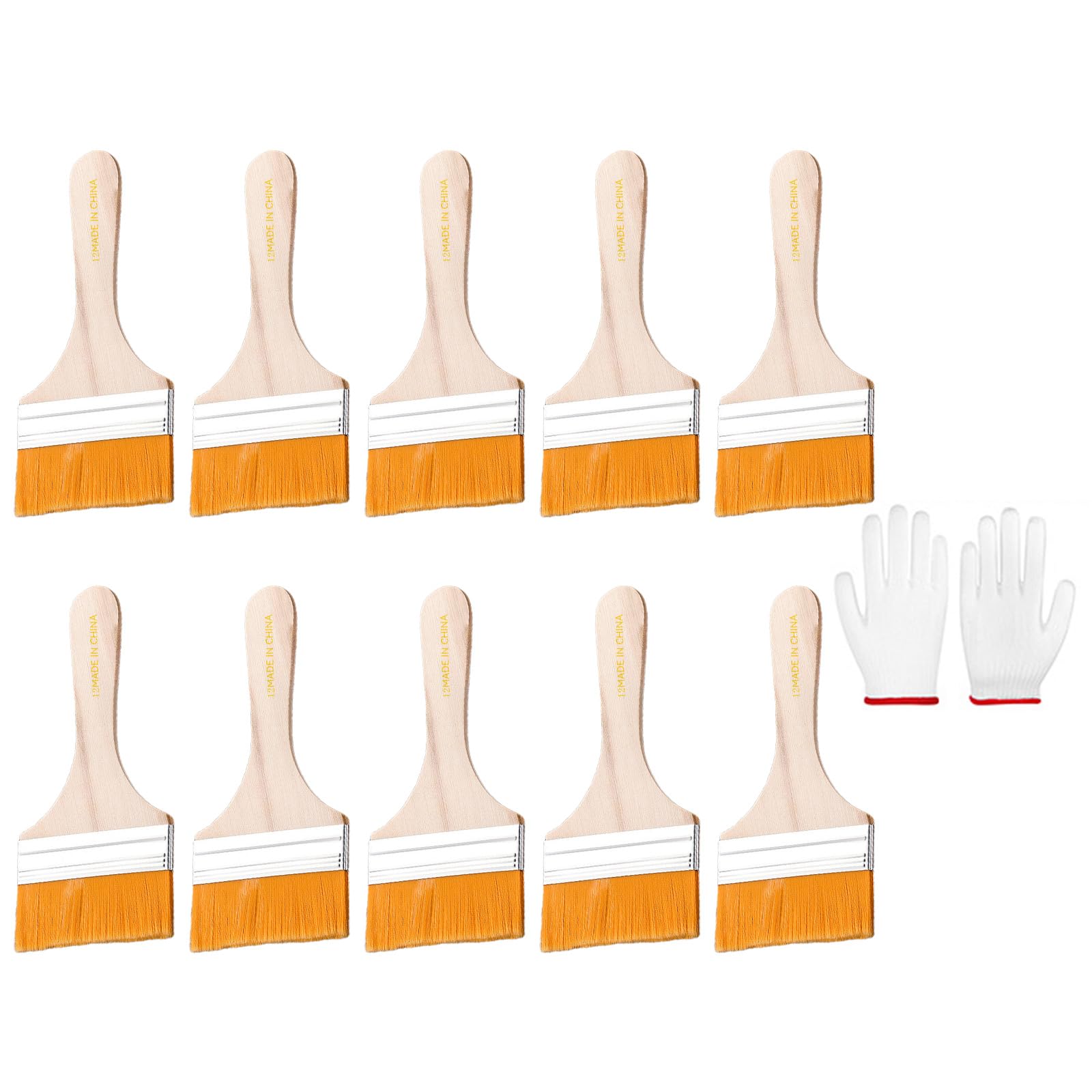 10 pennelli con setole morbide e manico in legno, include 1 paio di guanti per armadi da parete e bordi, strumenti per la pulizia della casa