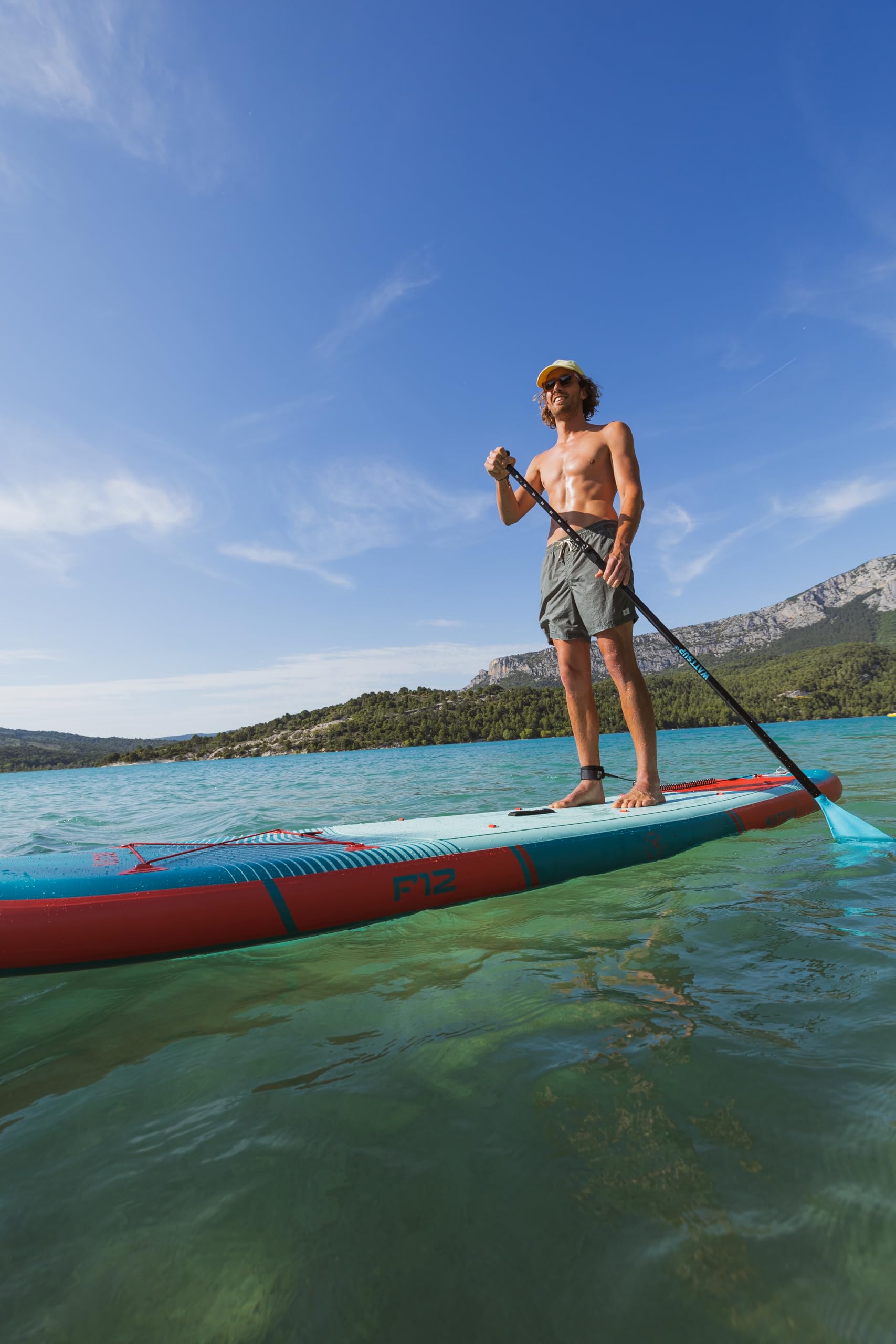 Wattsup - SUP Stand Up Paddle nadmuchiwany F12 12' - 366x84x15 cm Dropstitch - Zestaw kompletny: Wiosło, Smycz, Pompa, Torba transportowa - Do 150 kg - Niebieski