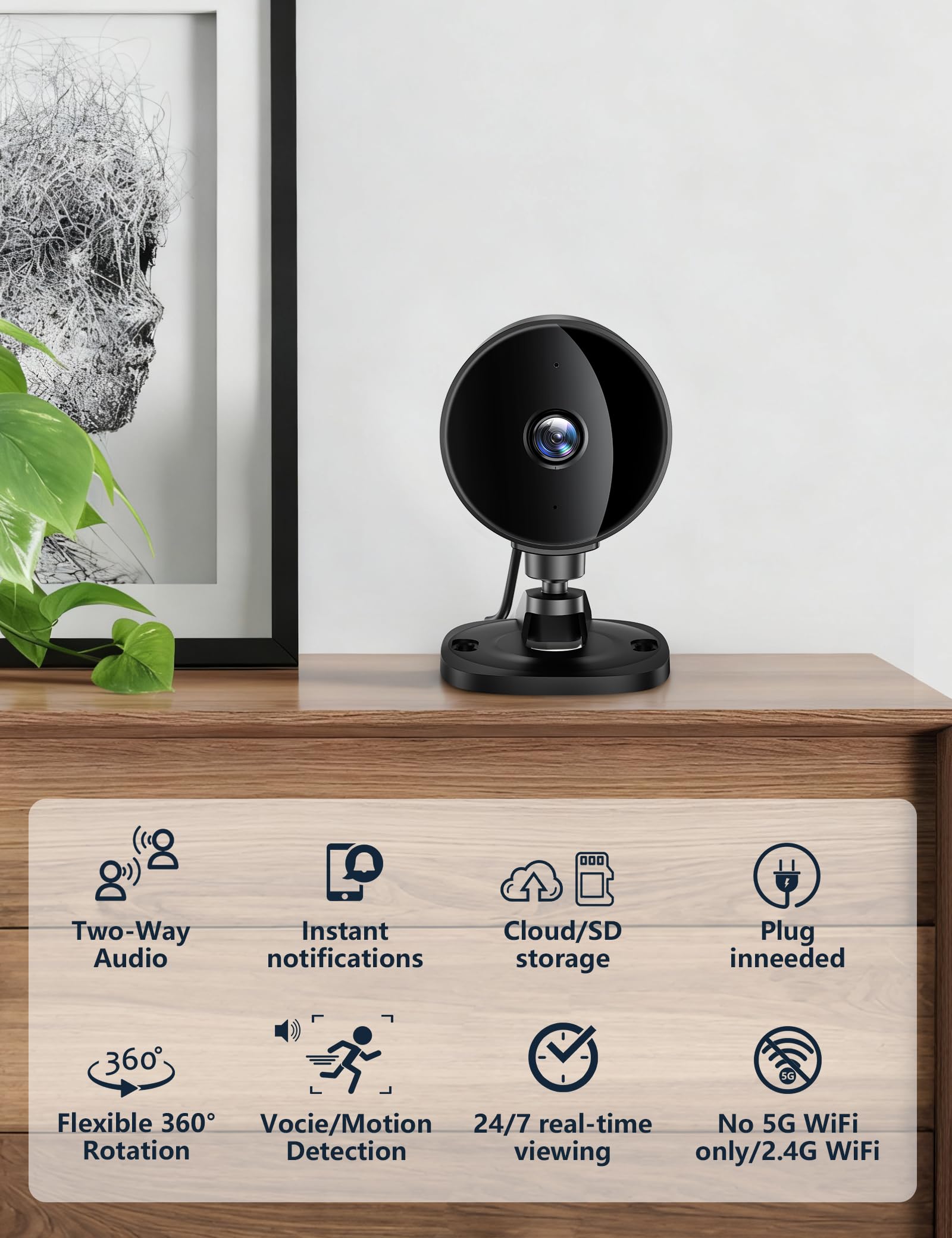 Telecamera Wi-Fi 2K 360° Con Faretti LED Per Esterno/Interno - Visione Notturna A Colori, Rilevamento Umani, Audio Bidirezionale, Supporto 5G/2.4G, Compatibile Alexa - 5