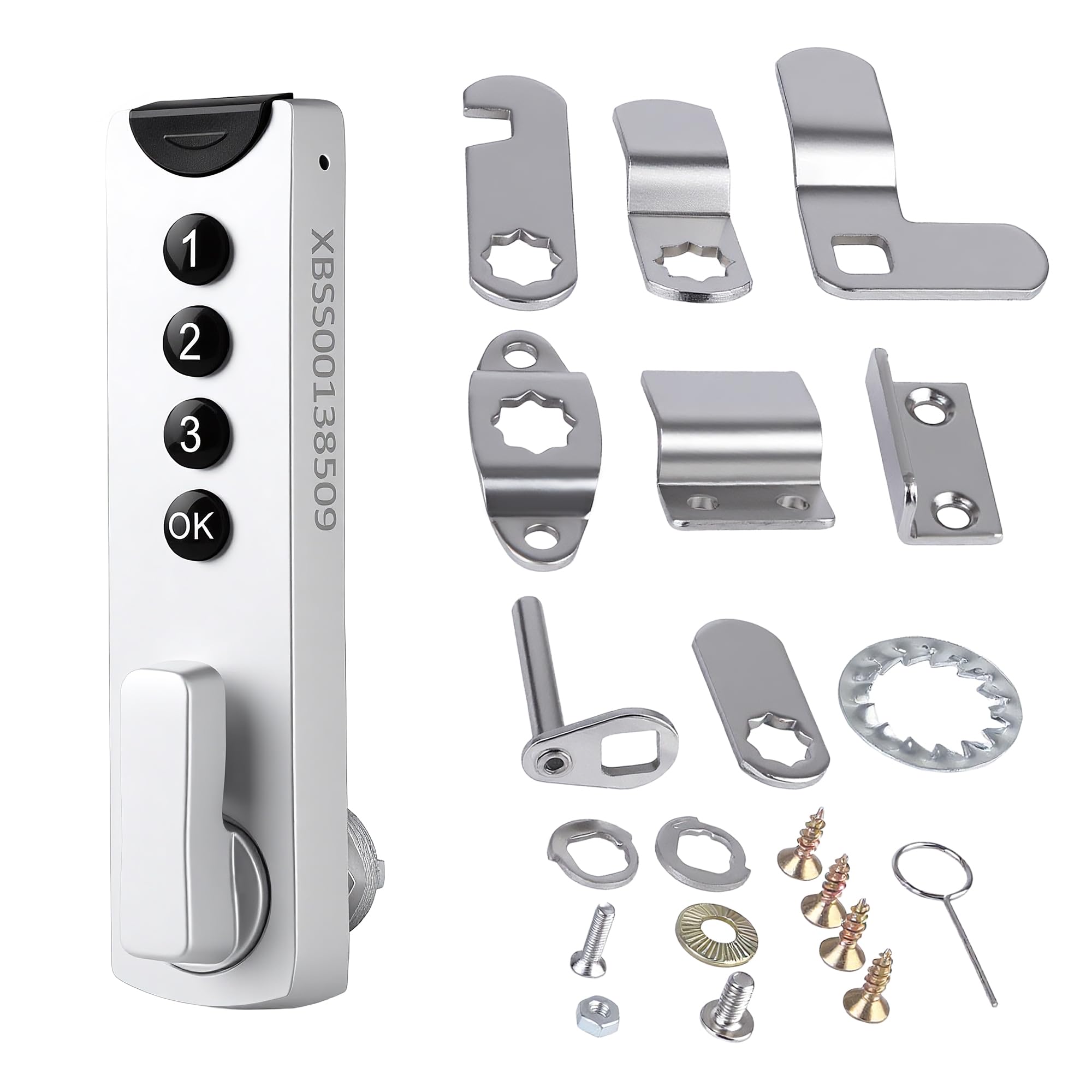Digital Combination, Cabinet Lock with Code, White Zinc Alloy and ABS Security Lock for Drawers, Filing Cabinets, Mailboxes, RV, Storage Cabinets