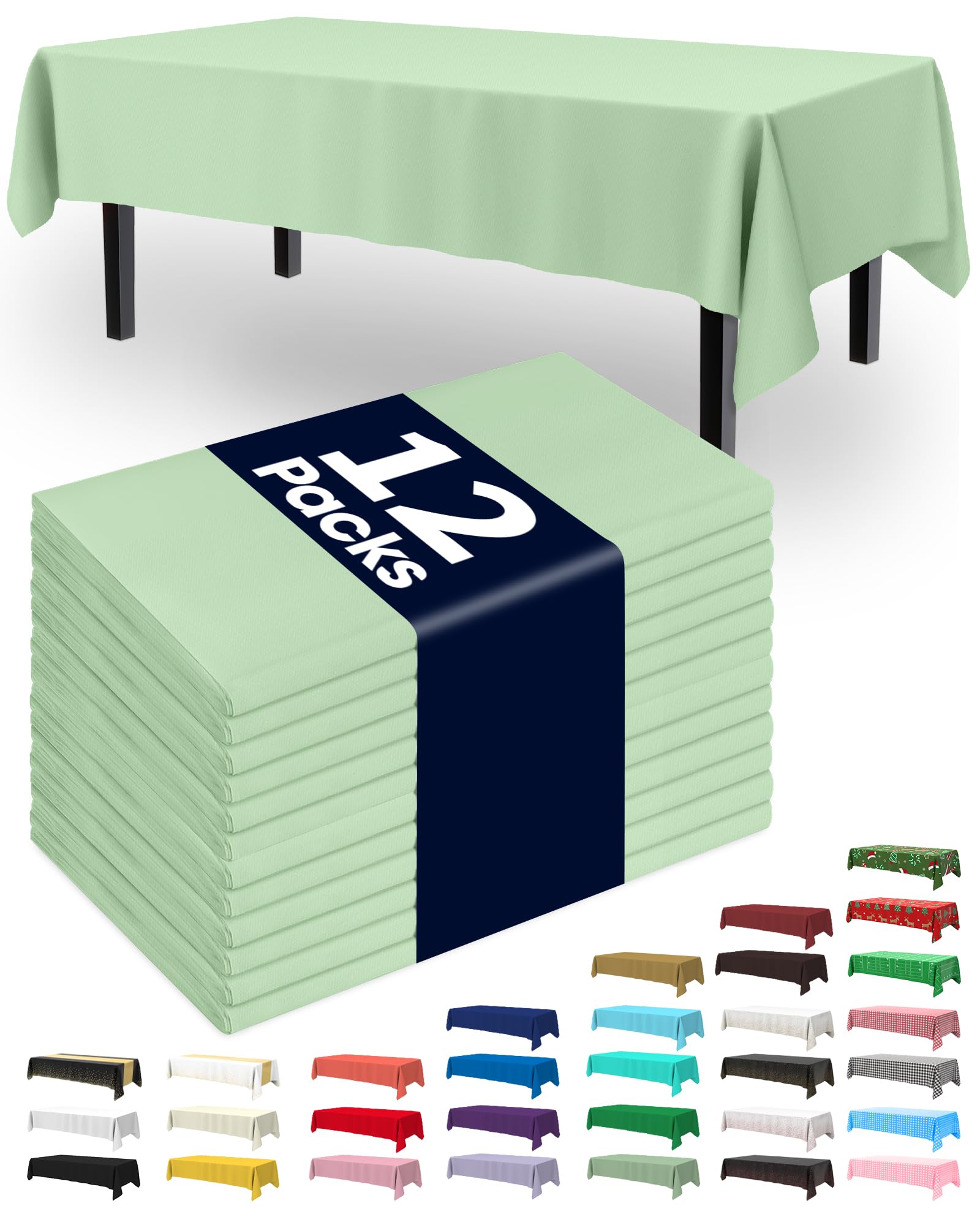 Pureegg Plastic Table Cloth Disposable 12 Pack - decorations | Mubboo