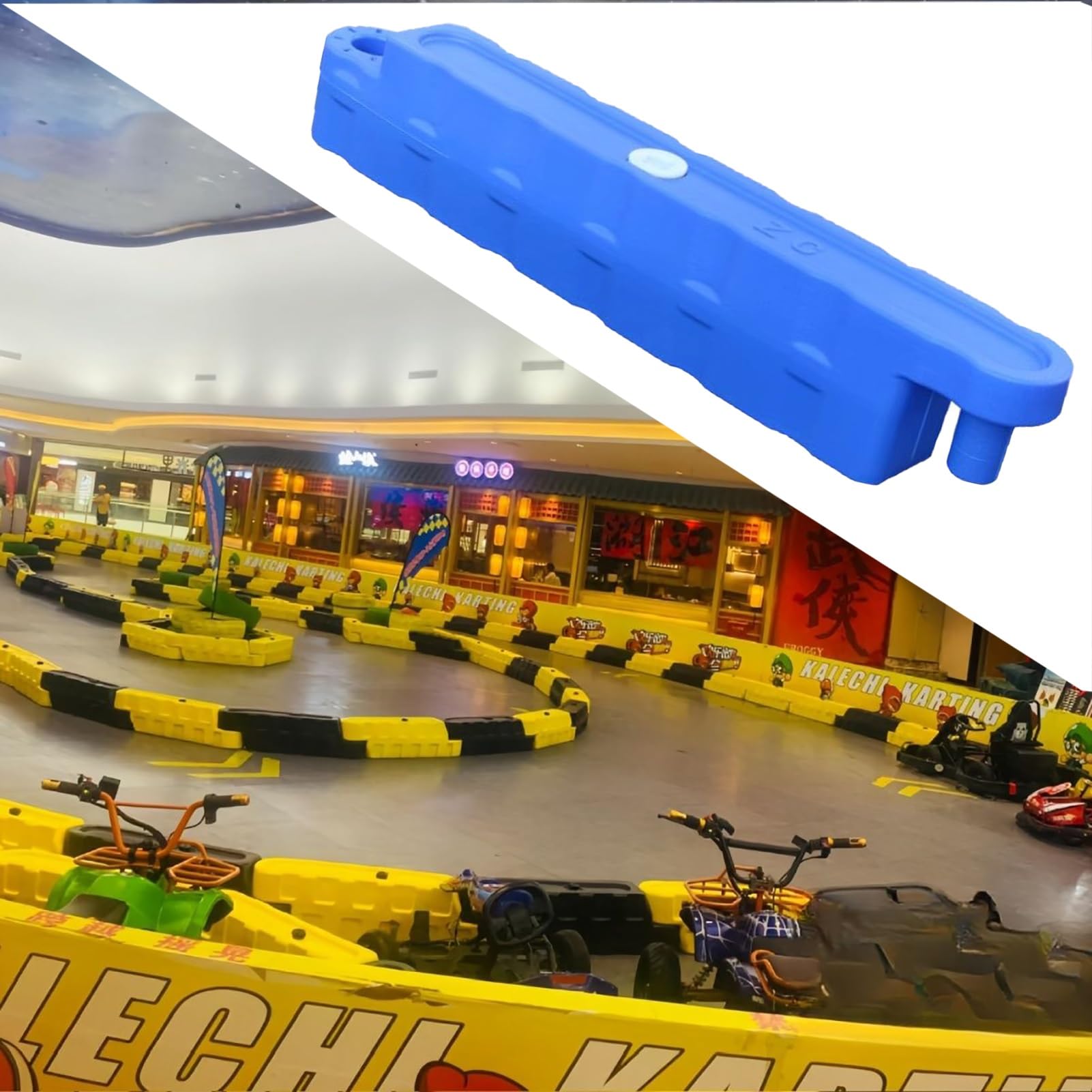 2/3 /4/5 Pcs Go Kart Track Fence, Amusement Park Bumper Car Racing Track Barrier, Children's Activities/Construction Lot Safety Protectiive Runway(Blue 3 Pcs,Small)