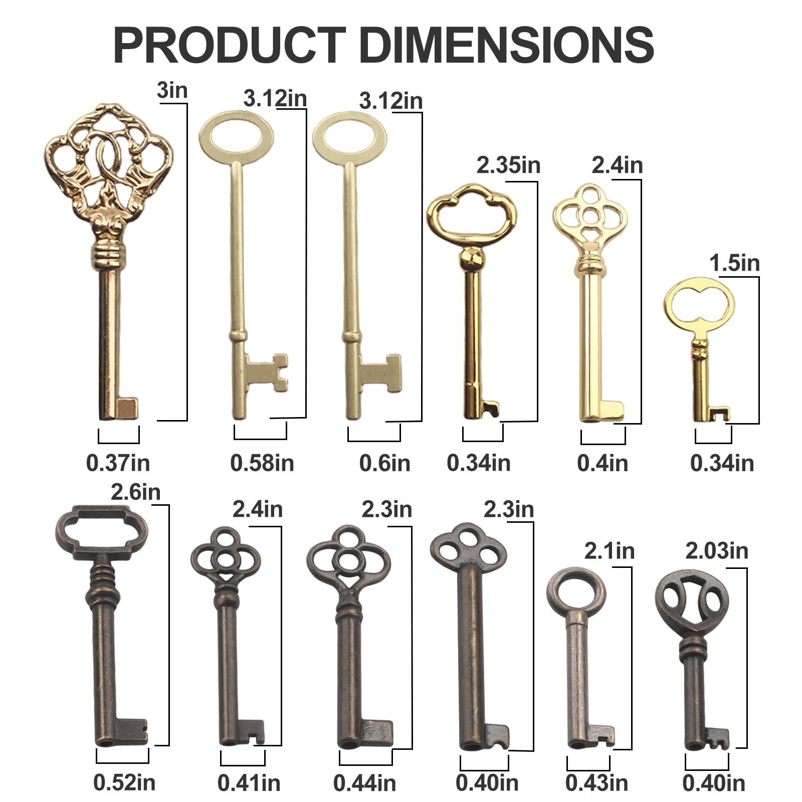 Vintage Skeleton Keys Set - 12 Antique Locks -2
