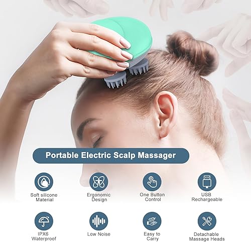 Miniatura 2 de Masajeador de mano mejorado para mascotas para perros y gatos, masajeador eléctrico para gatos, con 4 cabezales de masaje giratorios, tres modos,