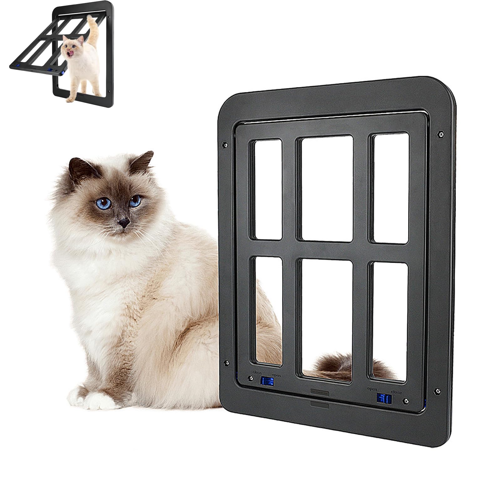 Puerta Mosquitera Mascotas,Puerta Gatera,Gatera,Puerta para Perros,Mosquitera para Gato,31,5 X 25 Cm,Puerta para Gatos con Solapa Magnética,Gateras para Puertas,para Cachorros Y Gatitos,Negro