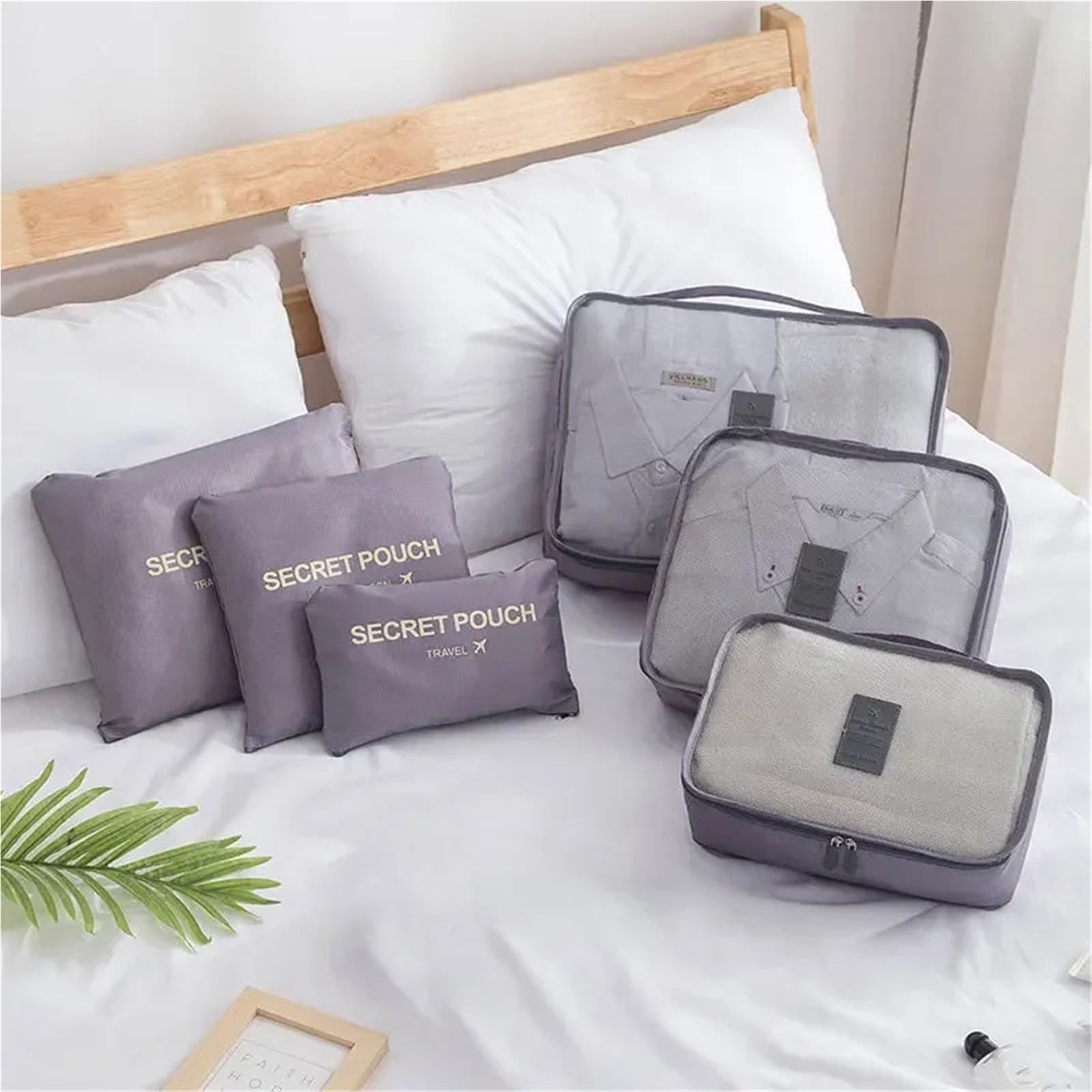 6 pezzi Borse portaoggetti da viaggio portatili Organizzatore di valigie impermeabile Borsa for bagagli Armadio Vestiti Scarpe per Vestiti, Scarpe, Cosmetici(Green)