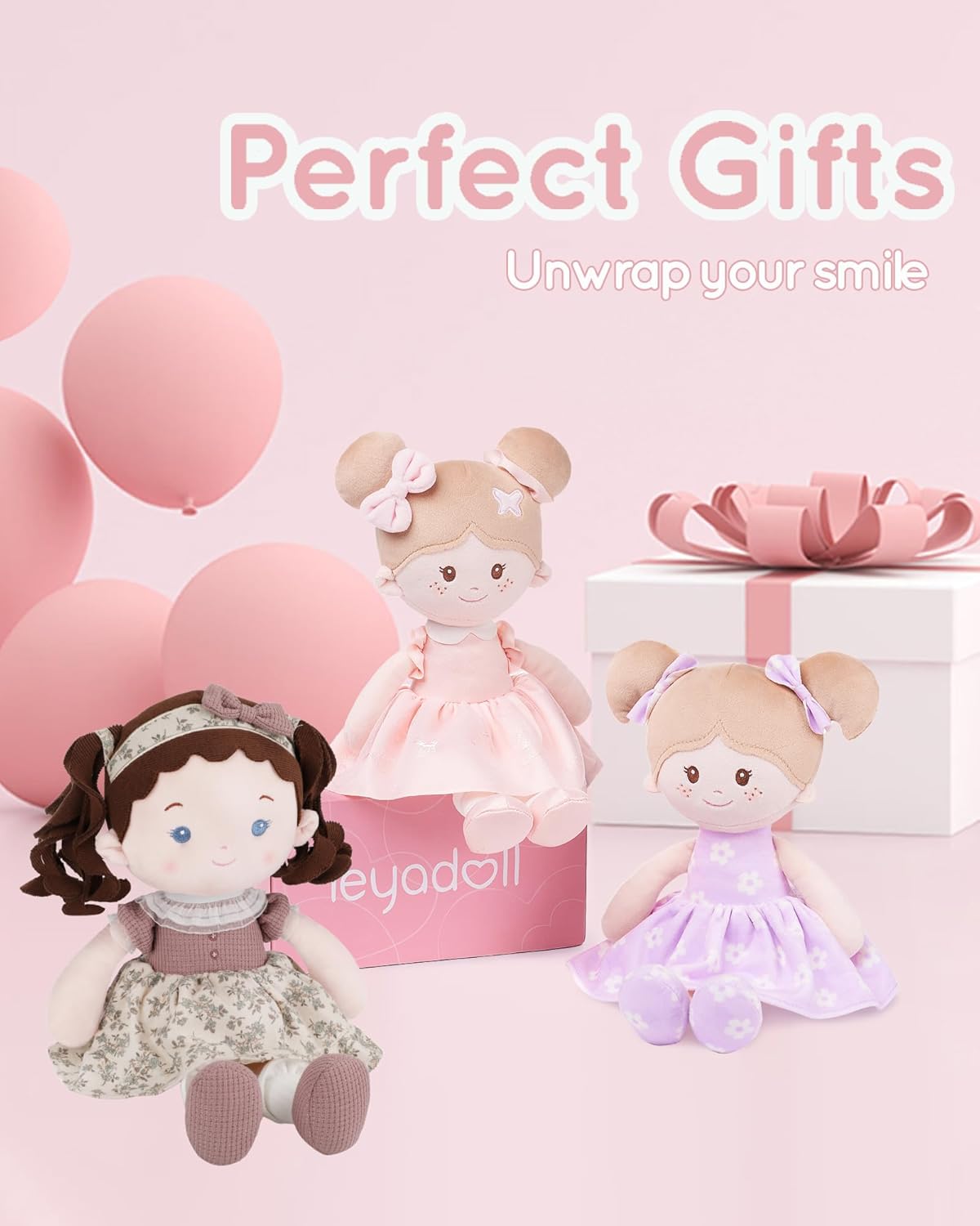 LeyaDoll Soft Baby Doll Toys (16''), My First Baby Rag Doll for 1 Year-Old Girl Birthday Gift, Christmas Plush Toys Gift for Toddler Kids Infants-Miss-Posy