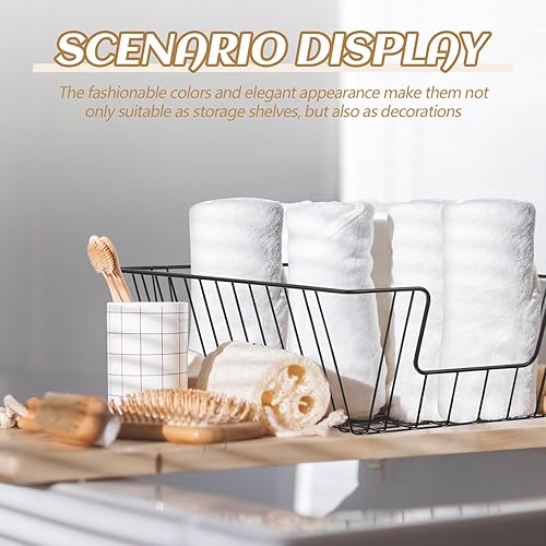 Vista 23 de Yeaqee 6 bandejas de papel de alambre apilables, organizador de escritorio de archivo, cesta de metal para escritorio, almacenamiento de cartas