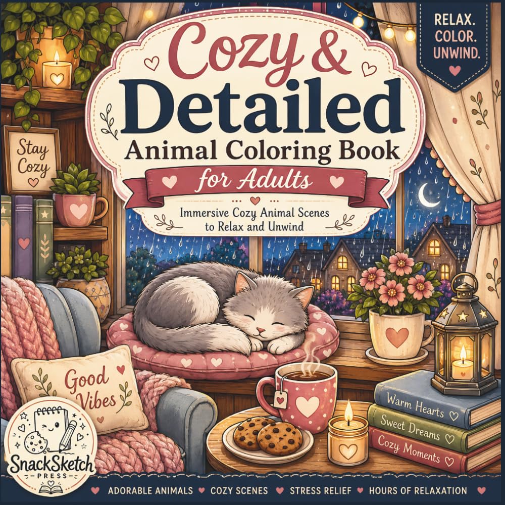 Cozy & Detailed Animal Coloring Book for Adults: Immersive Cozy Animal Scenes to Relax and Unwind