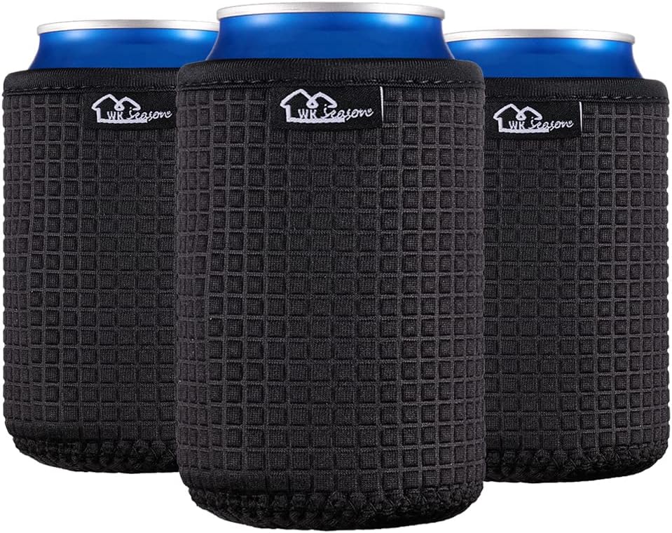 WKieason 12oz Standard Can Sleeves Insulators Sleeves Standard Can Covers 12OZ Beer Bottle Sleeves Coolers Holder Non-slip Neoprene Can Coolier Sleeves 3PC Pack (Blackx3)