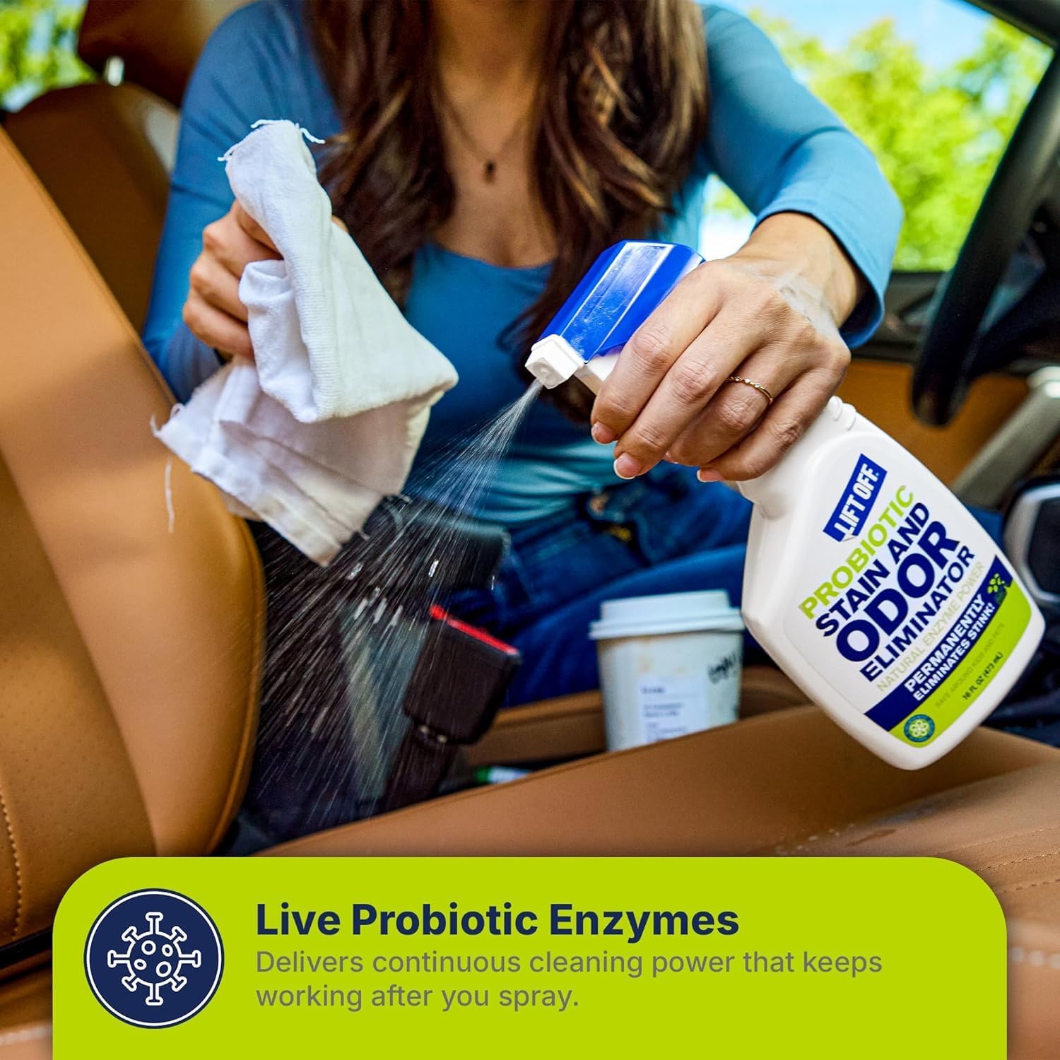 Lift Off 45006-6PK Probiotic Stain and Odor Eliminator – Natural Enzyme Cleaner for Pet Urine & Odor, Dog & Cat Stains – Carpet & Upholstery Cleaner – Safe Around Kids & Pets – 16 fl oz (Pack of 6)