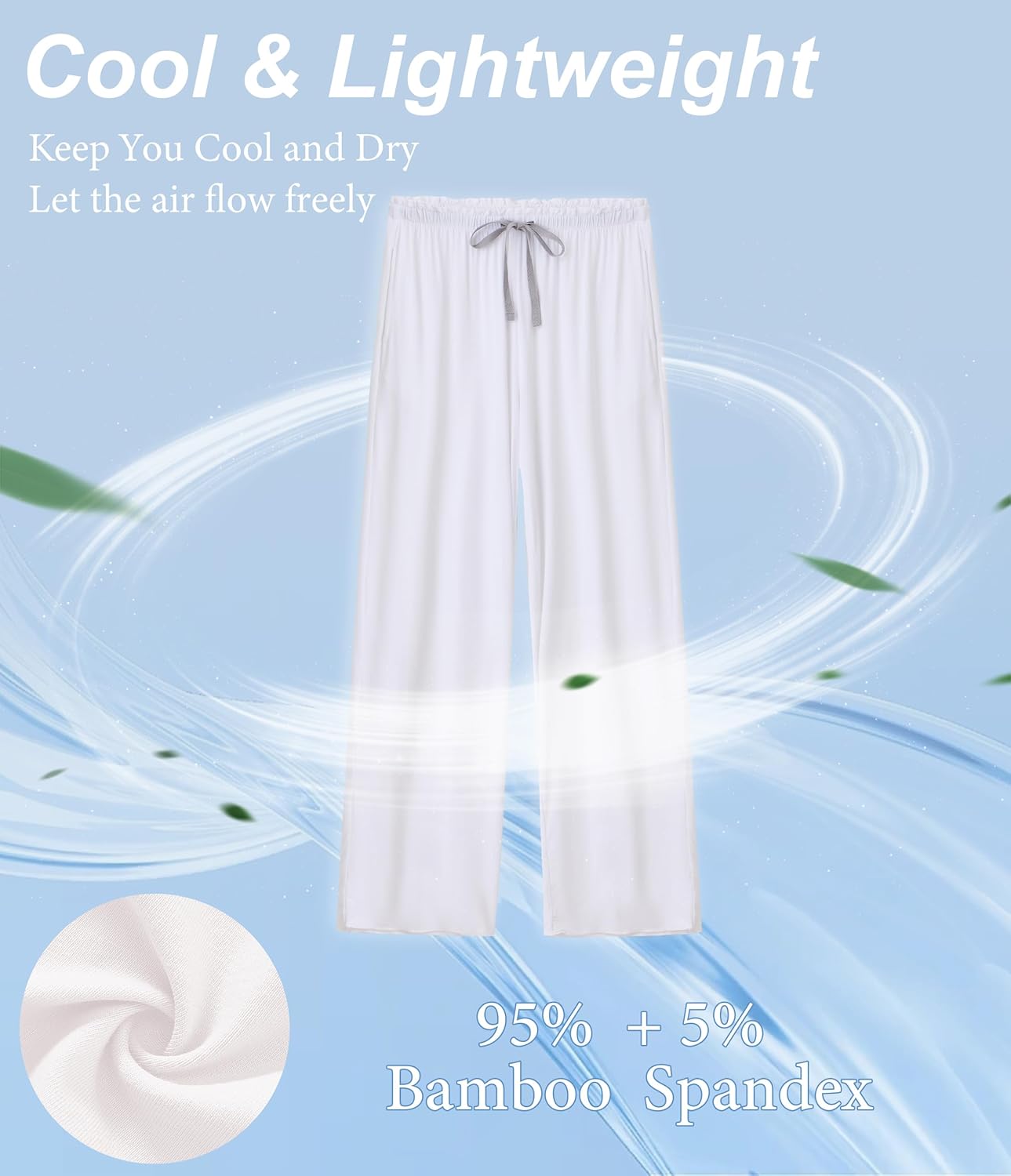 CF Women Bamboo Rayon Pajamas Pants Casual Loose Wide Leg Sleep Pants Soft Comfy Sleepwear for Lounge with Pockets - Image 2