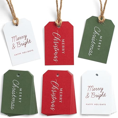 Beautiful Modern Christmas Gift Tags - 48 Quality Paper Labels