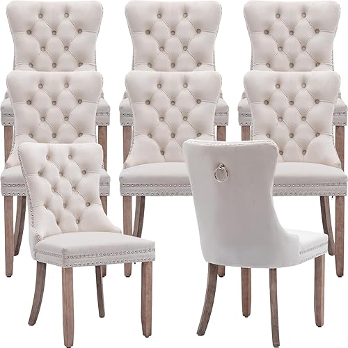 Miniatura 50 de Juego de 2 sillas de cocina y comedor de terciopelo, respaldo exterior capitoné, tapizadas en terciopelo, estructura de madera maciza (celeste, 2