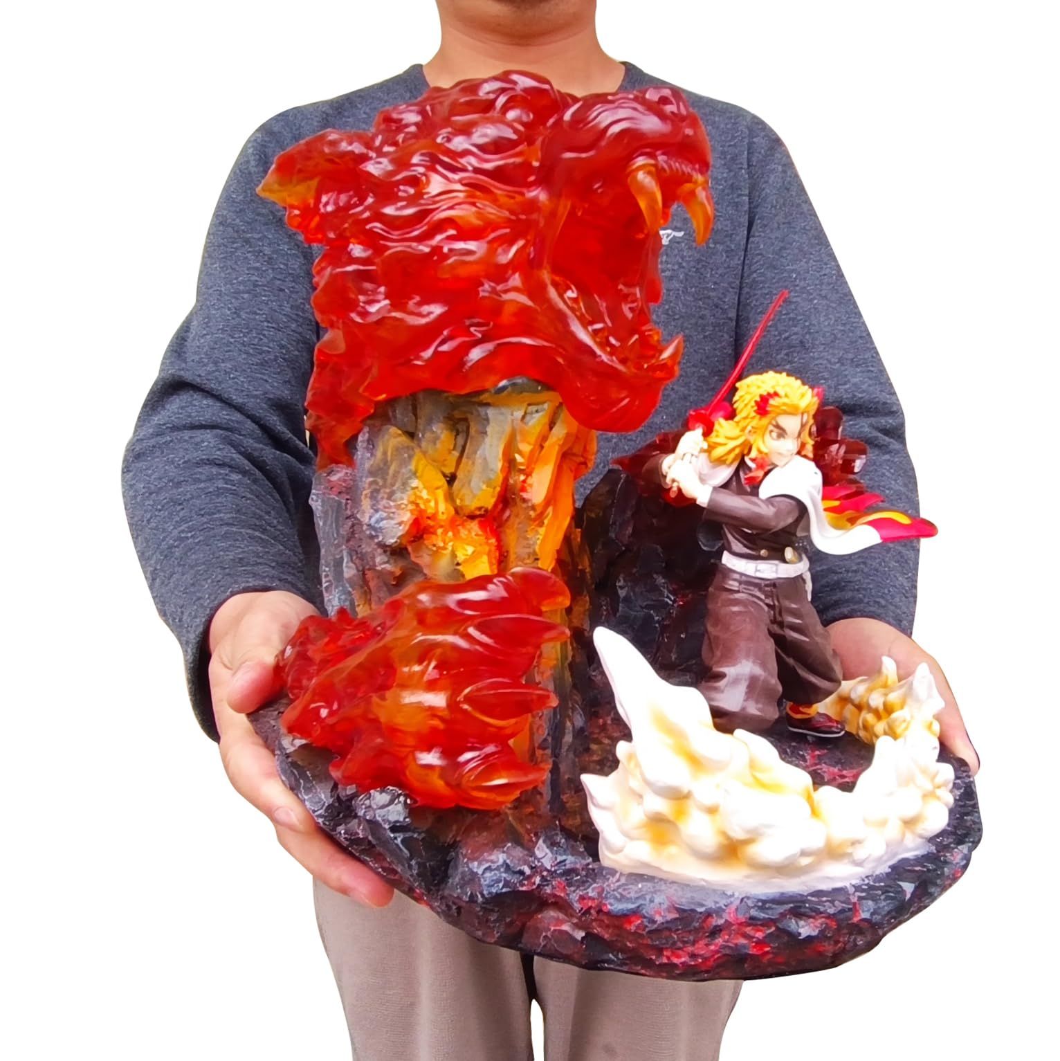 ACBAGI Premium Flame Breathing Light-up Tiger Resin Hashira Rengoku Kyoujurou Model Statue Exclusive Collectibles