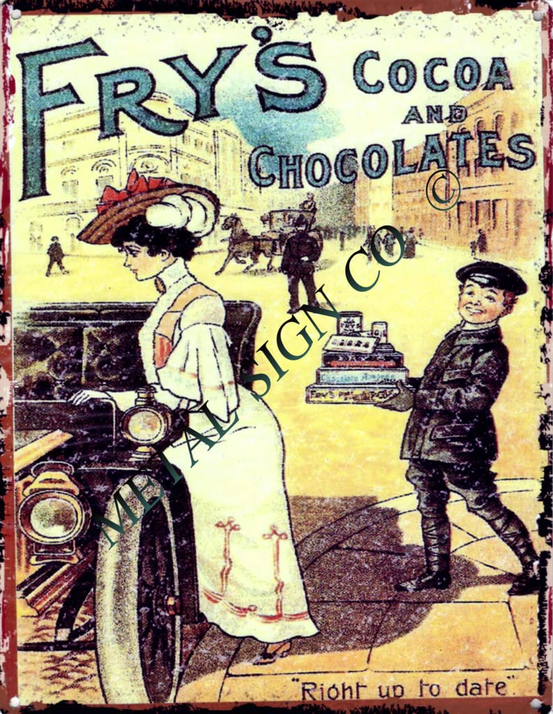 Metal Sign Co Frys Cocoa & Chocolates Advert Metal Wall Sign Retro Vintage Style Large 12X16in 30X40cm Pub Bar Games Room Man Cave Wall Art Sweet Shop Confectionery