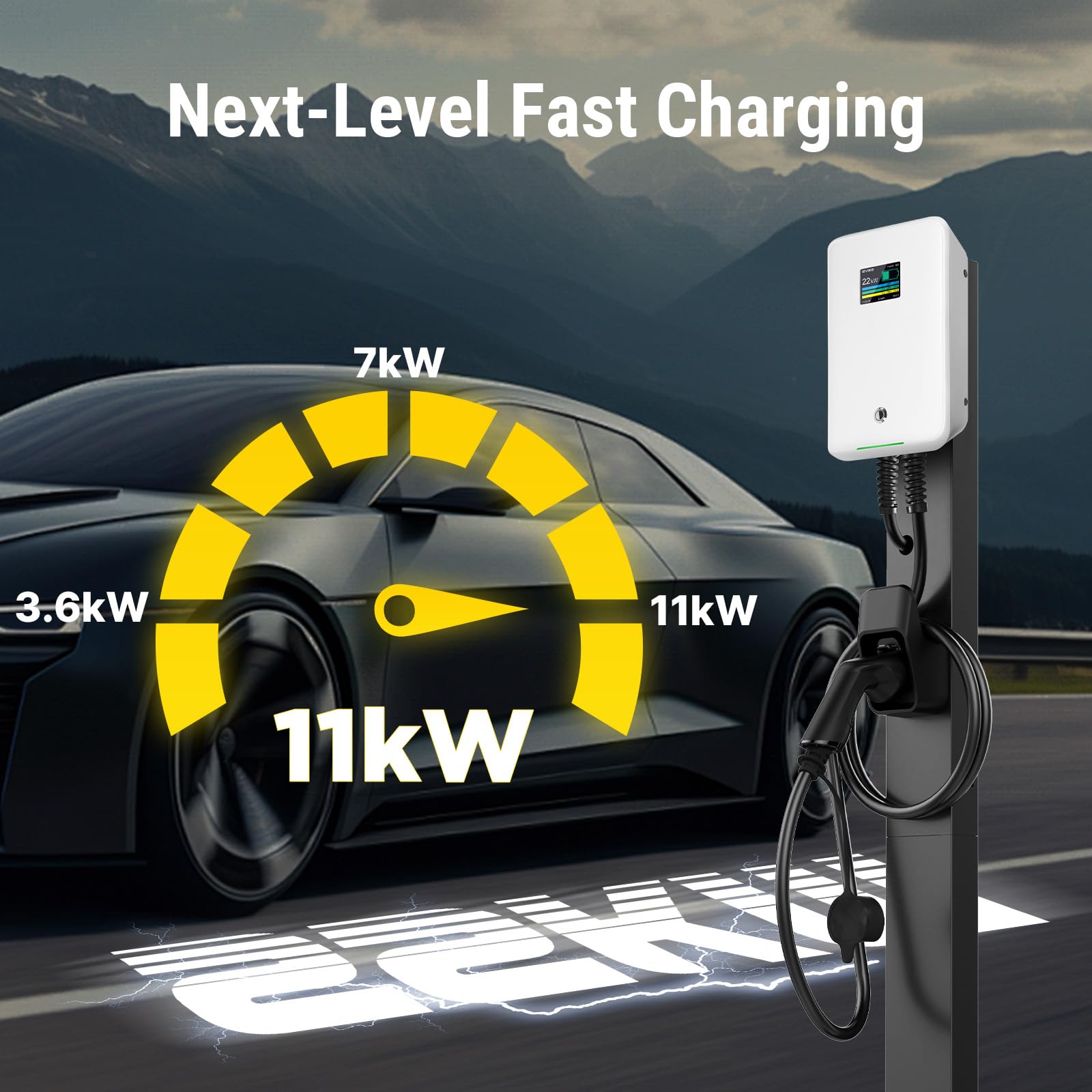 Morec Wallbox 11kW Tipo 2 con Smart App, 6-16A Trifase 380V Colonnina Ricarica Auto Elettrica con cavo di ricarica 7,5m, RCD Tipo B per BEV/PHEV, IEC 62196-2