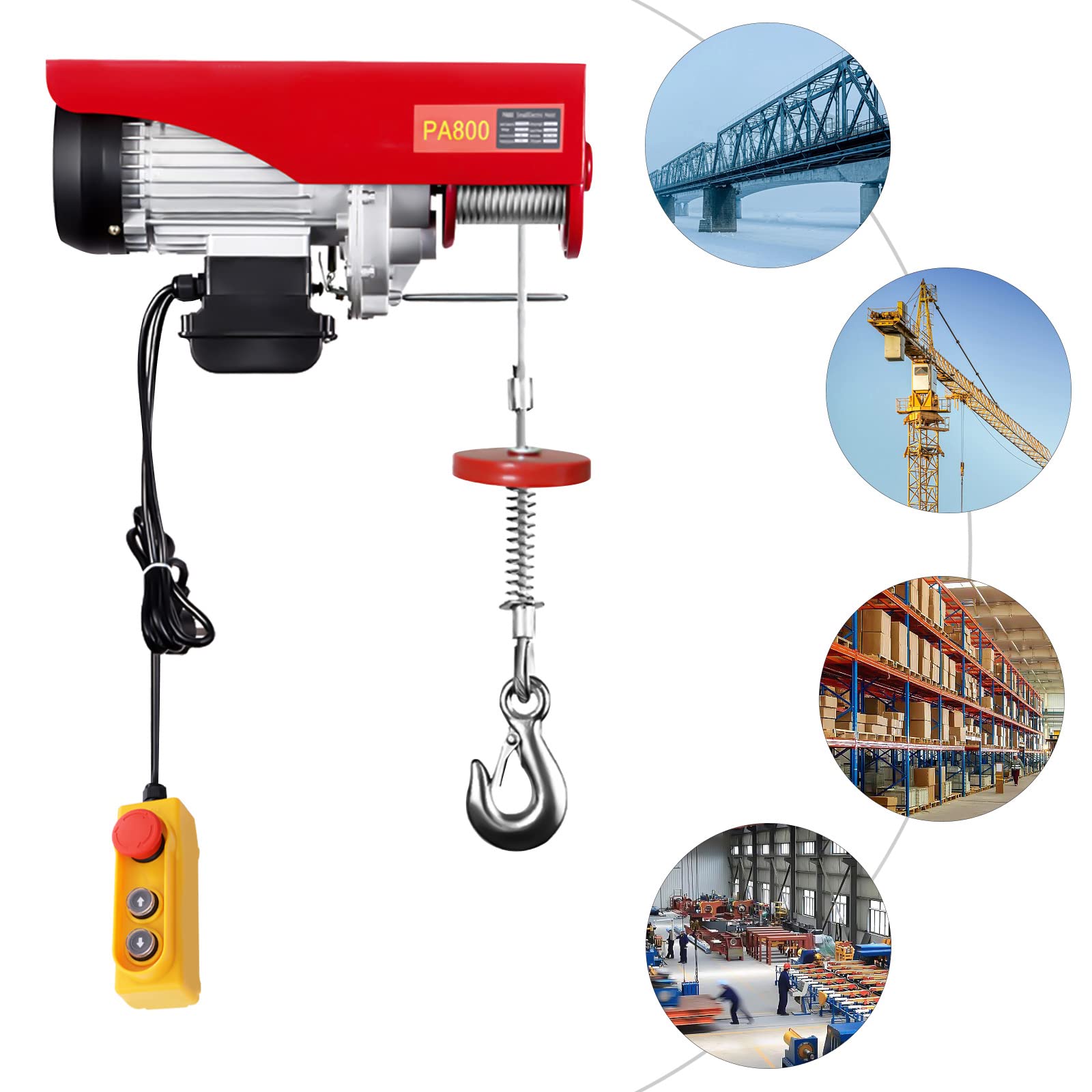 Elektrische Seilwinde 230V 800 kg Hubkraft 10 m Hubhöhe 1350-1450 W Motor mit Fernbedienung