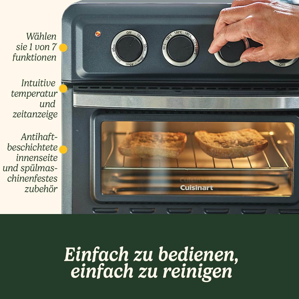 Cuisinart Air Fryer Mini-Ofen | 7 in 1: Frittieren, Braten, Backen, Grillen, Toasties, Toasten & Warmhalten | 2 Kochstufen, 17L großes Fassungsvermögen | 30% schneller | Energieeffizient