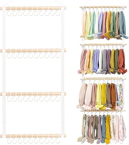 Vista 21 de POVETIRE Soporte para diadema organizador de bandas para la cabeza para niñas, diademas de bebé, accesorios para el cabello, organizador