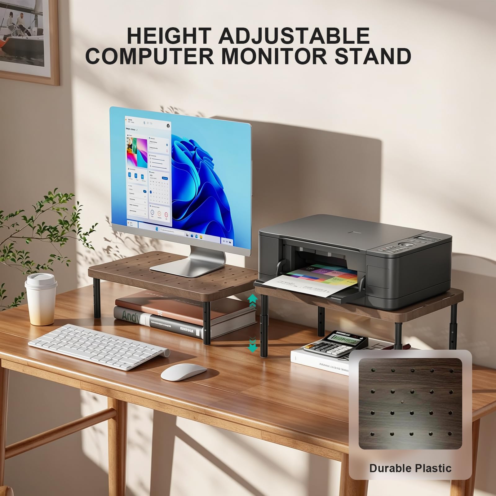 WALI Computer Monitor Stand for Desk, Adjustable Laptop Riser, up to 44 lbs view 3