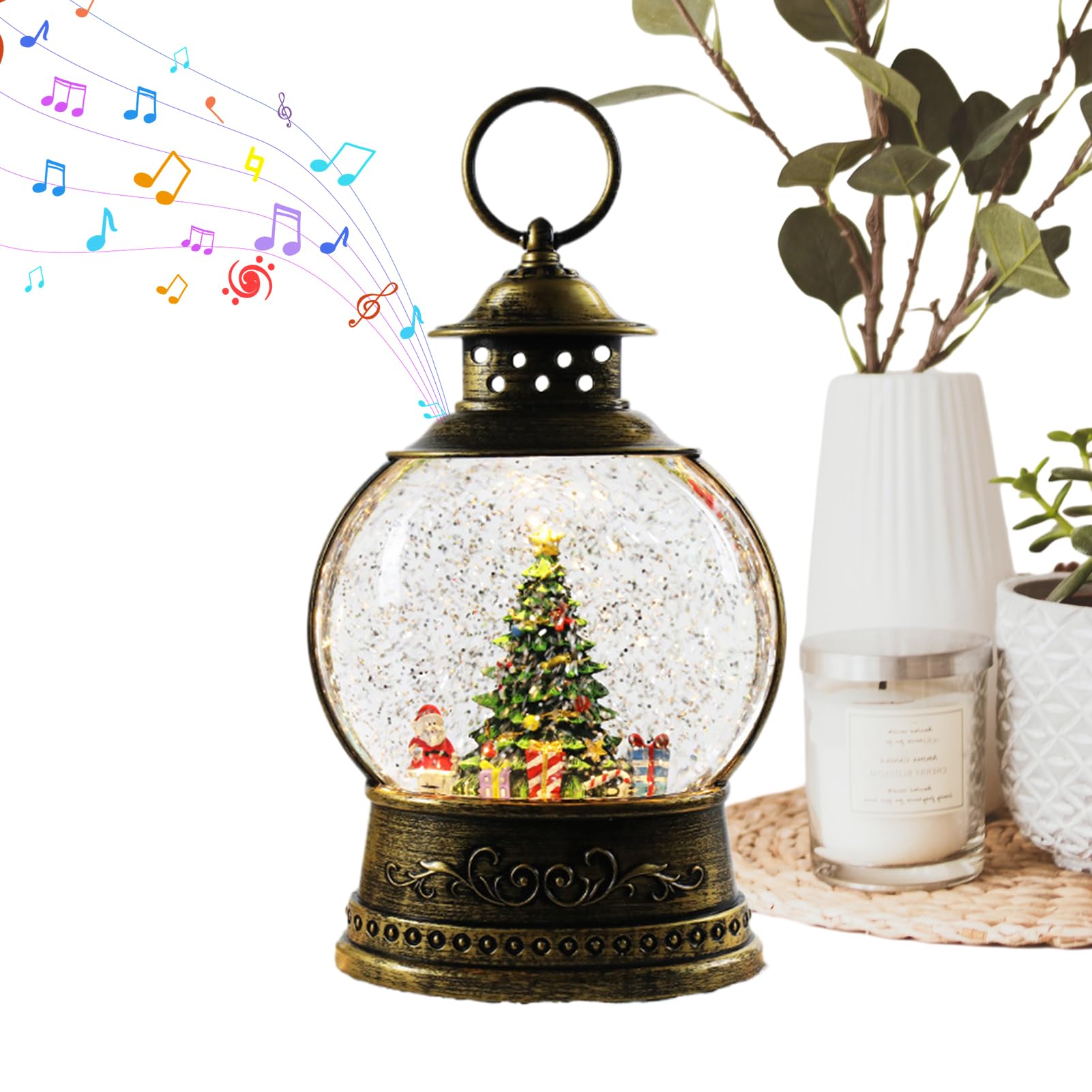 Bola de nieve navideña con música Navideño Con USB Y Pilas | Bola De Nieve Musical Para Escritorio Decoración Y Navideño Para Interior Exterior Reunión Familiar Dormitorio
