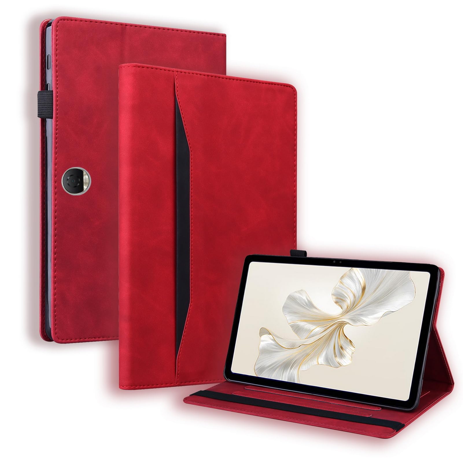DWayboxCase for Honor Pad 9 / Honor Tablet 9 12.1 inch 2023 Released, Retro Folio Shell for Honor Pad 9 Tablet Cover with Card Holder & Multi-Angle Stand -Red