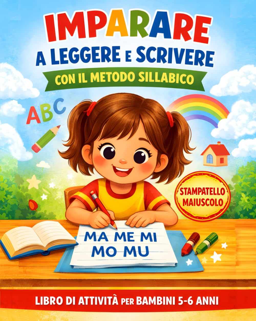 Imparare a Leggere e Scrivere con il Metodo Sillabico: Libro di Attività per Bambini 5–6 Anni. Sillabe, Parole e Prime Frasi in Stampatello Maiuscolo