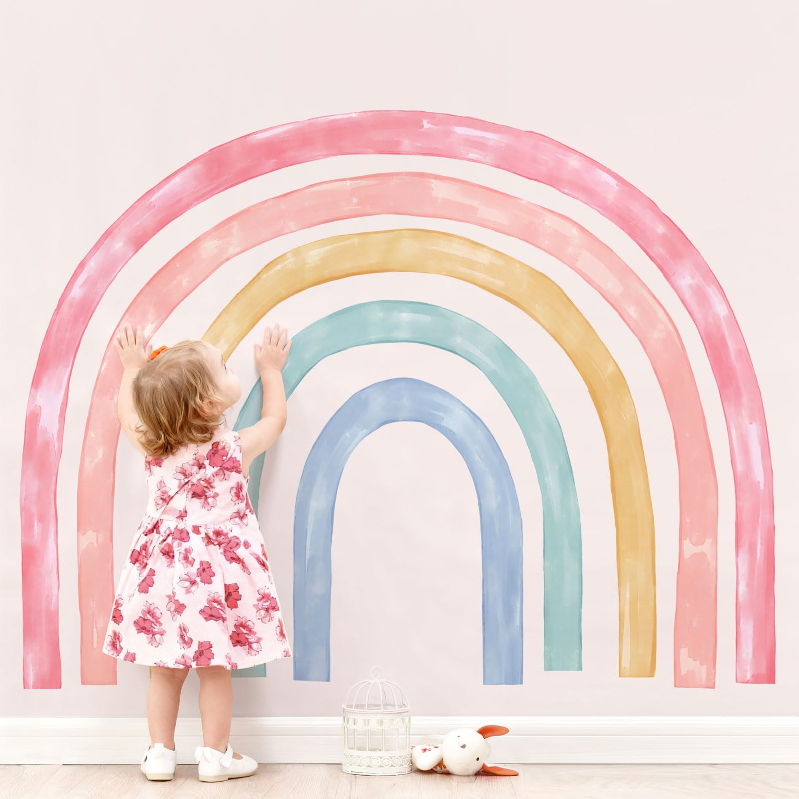 Supzone Wandtattoo Regenbogen XXL Wandaufkleber Aquarell Regenbogen Groß Wandsticker Mädchenzimmer Abnehmbar Wanddekor für Kinderzimmer Babyzimmer Schlafzimmer Türen Wanddeko
