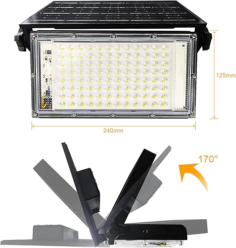 Miniatura 8 de Luces solares para exteriores con control remoto regulables, impermeables, superbrillantes, luces de seguridad para porche, patio, garaje, 100 W