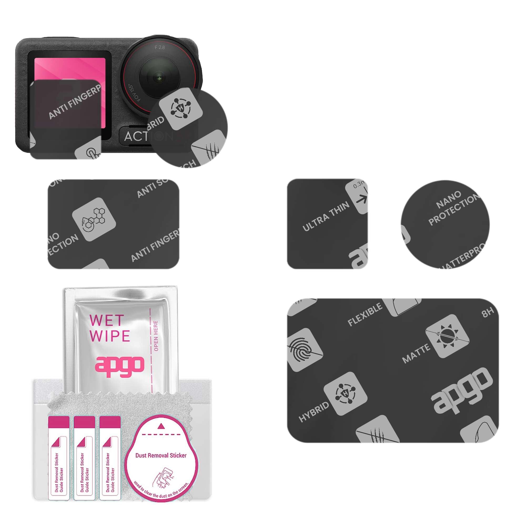 apgo MATTE Hybrid Glass Screen Protector do DJI Osmo Action 5 Pro, szkło hybrydowe MATOWE, zamiennik hartowanego