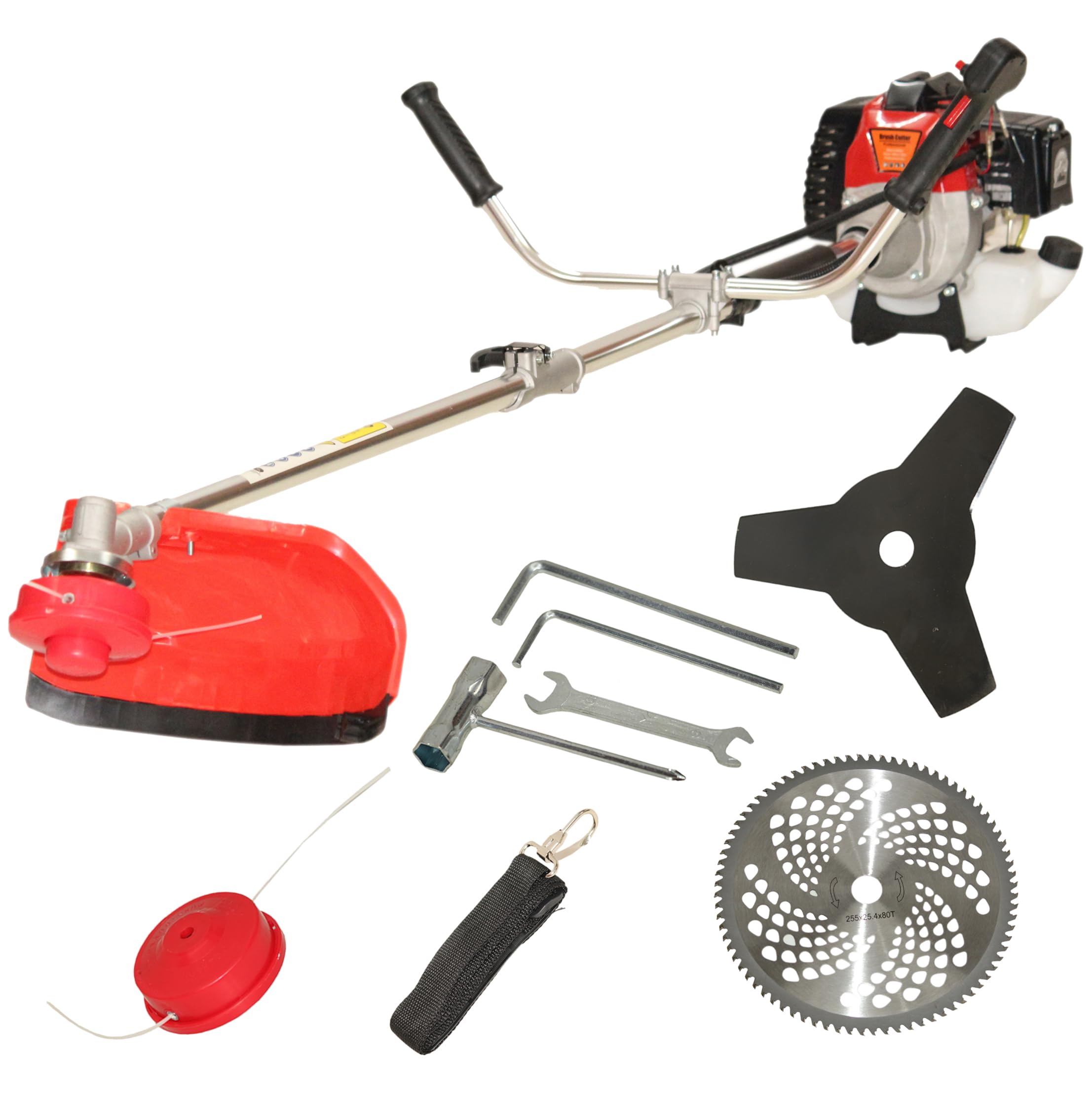 Digital Craft 43cc Petrol Brush Cutter 2-Stroke Side Pack Machine with Telescopic Handle, Extra Torque Engine, Heavy Duty 80T Blade, 3 Teeth Cutter & Tap Go Head for Lawn Grass Trimming-image-36