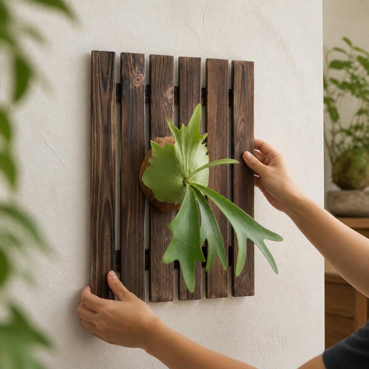 Tavola per Piante da Parete in Legno, Materiale in legno, Piattaforma, cucina, Modello a griglia, senza piante, 39 * 48 cm