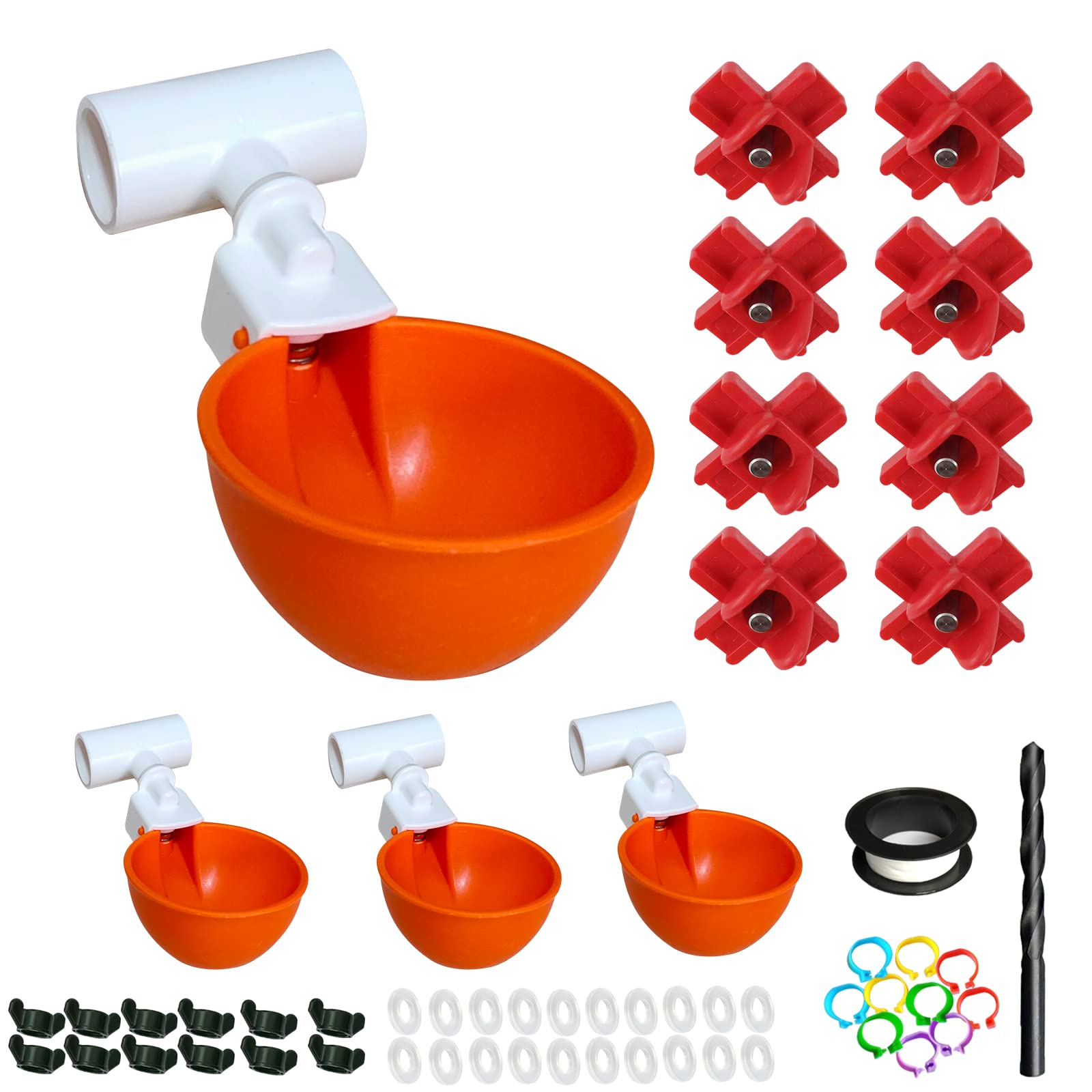 Photo 1 of Chicken Waterer Cup with PVC Tee DIY Automatic Poultry Horizontal Water Nipples Duck Chicken(4 Pack, Cup) 4 Pack Cup